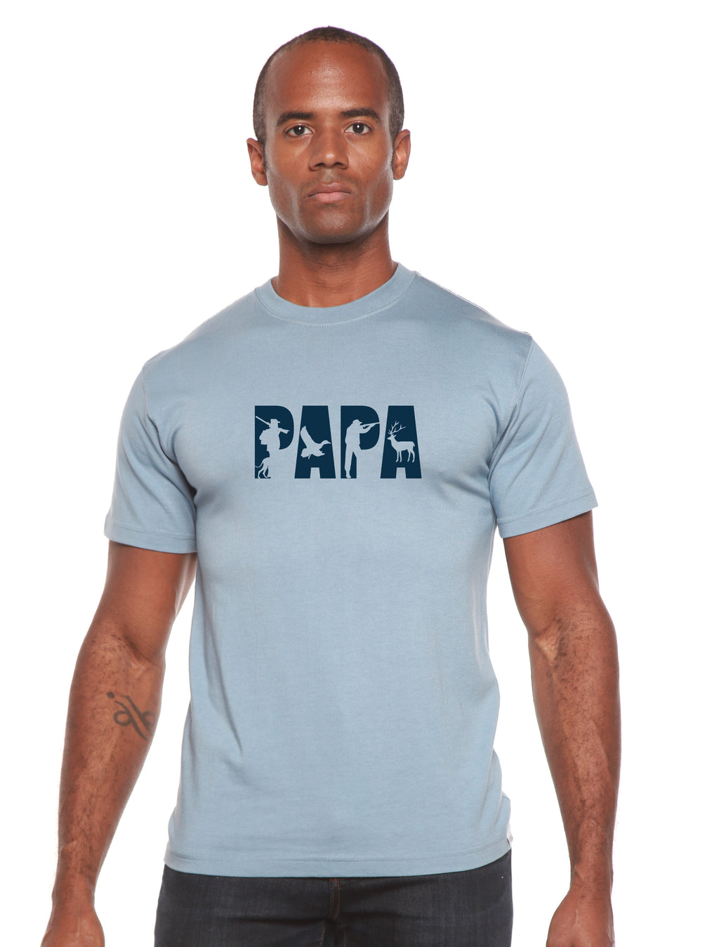 T-shirt graphique à manches courtes en bambou viscose/coton biologique pour homme PAPA