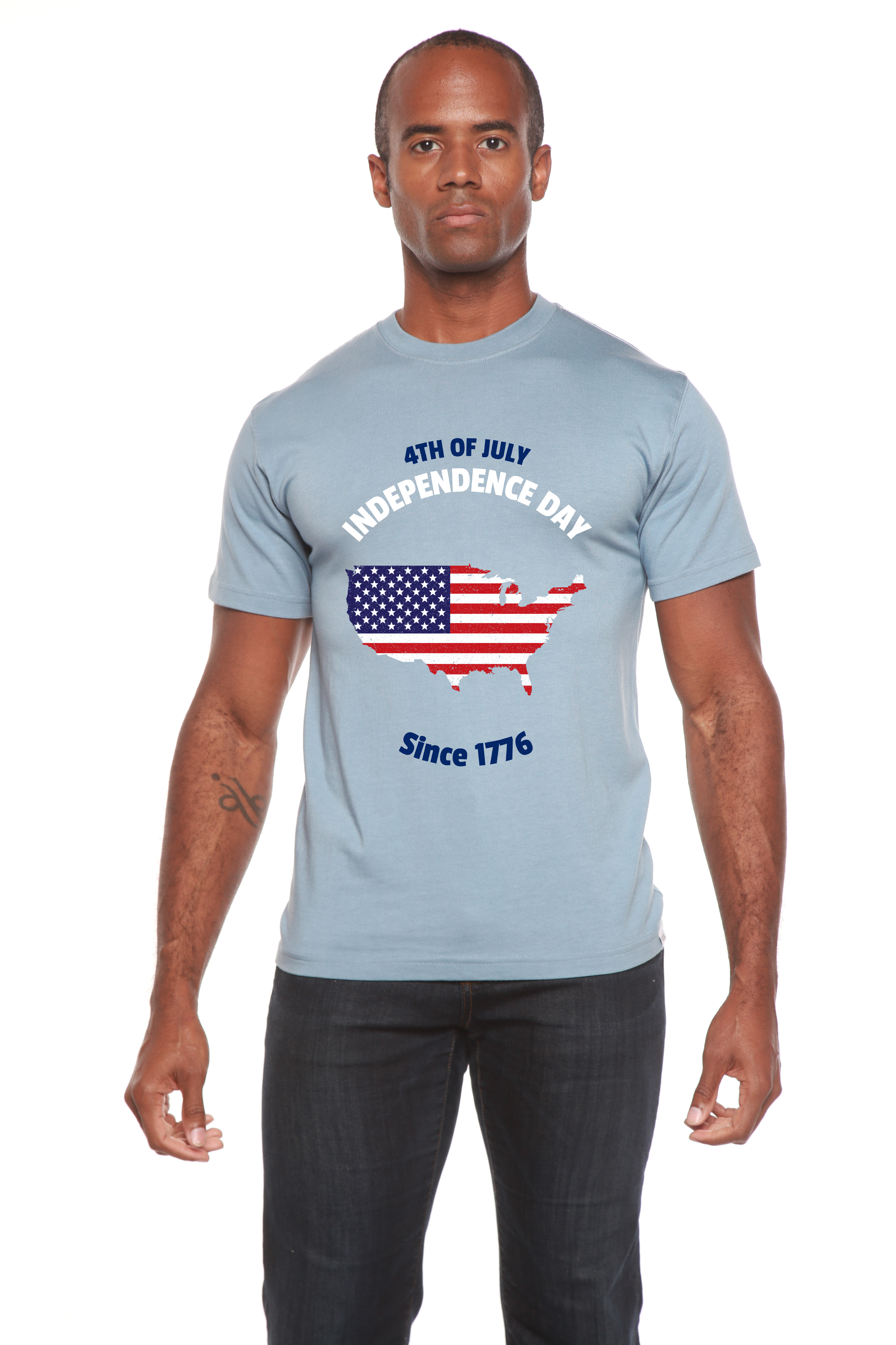 T-shirt graphique à manches courtes en viscose de bambou et coton bio pour homme – Spécial 4 juillet