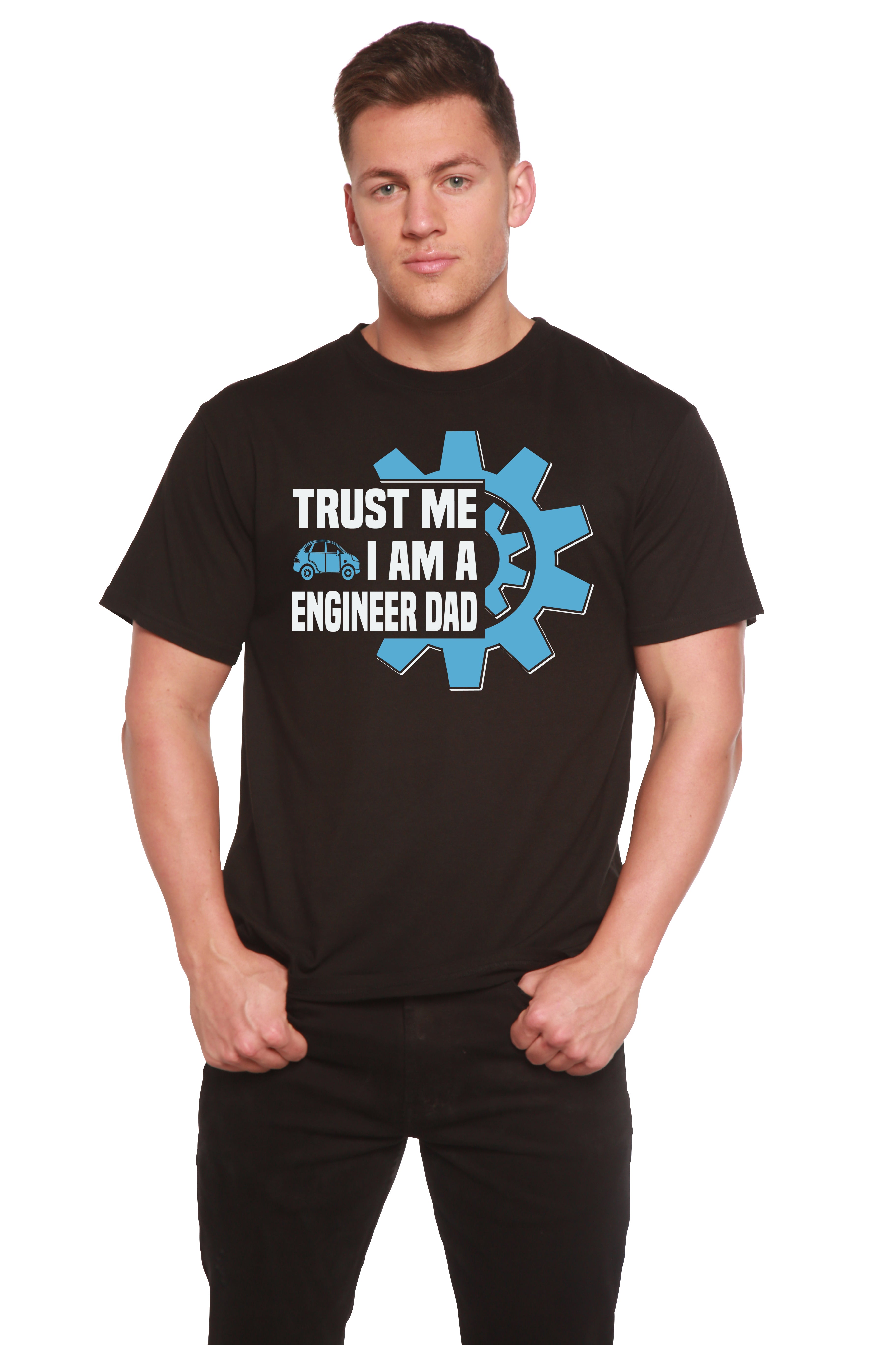 T-shirt graphique à manches courtes en viscose de bambou/coton biologique pour homme - « Croyez-moi, je suis ingénieur, papa »