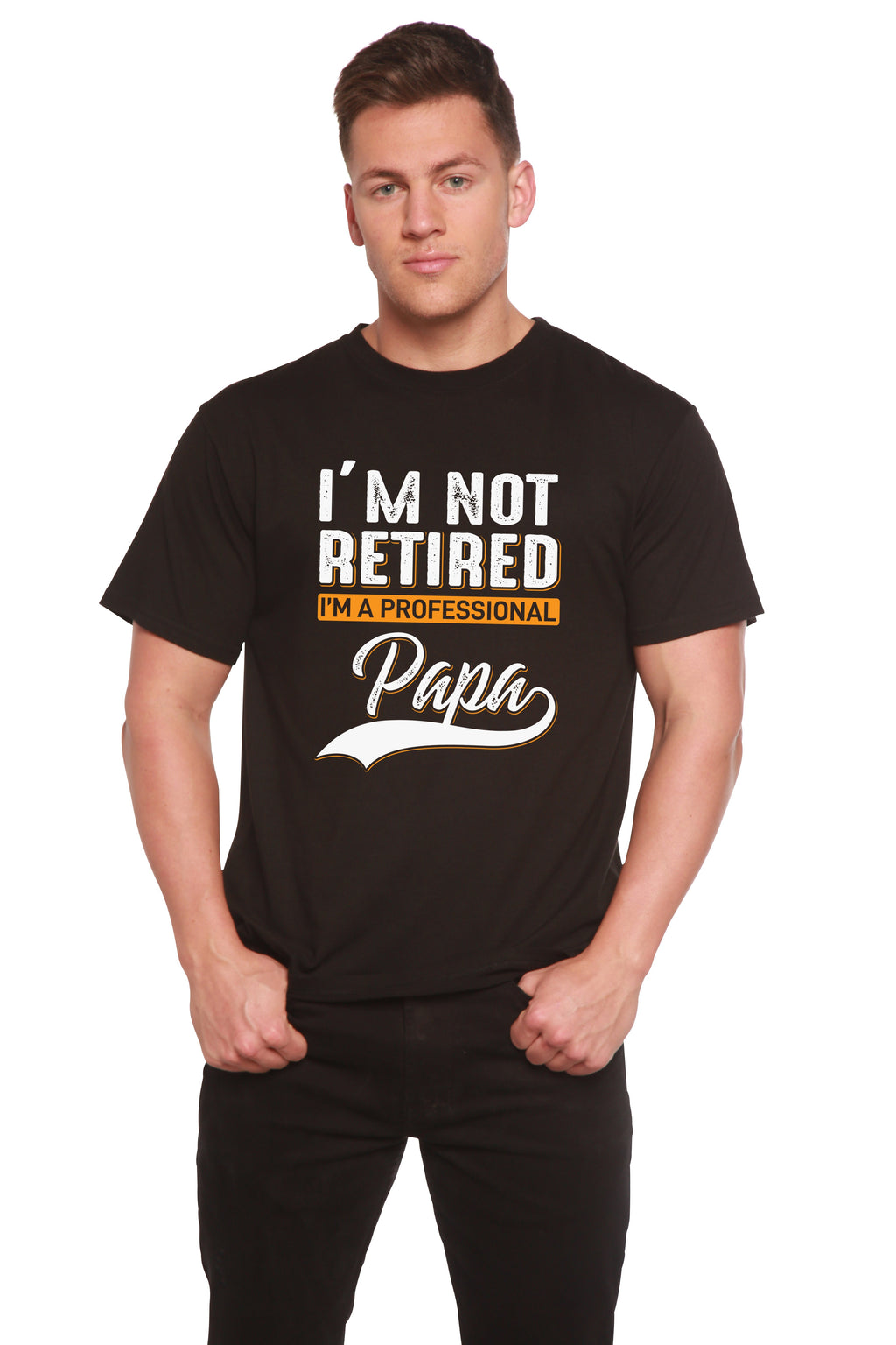 T-shirt à manches courtes en viscose de bambou/coton biologique à motif « I'm not Retired Men's »