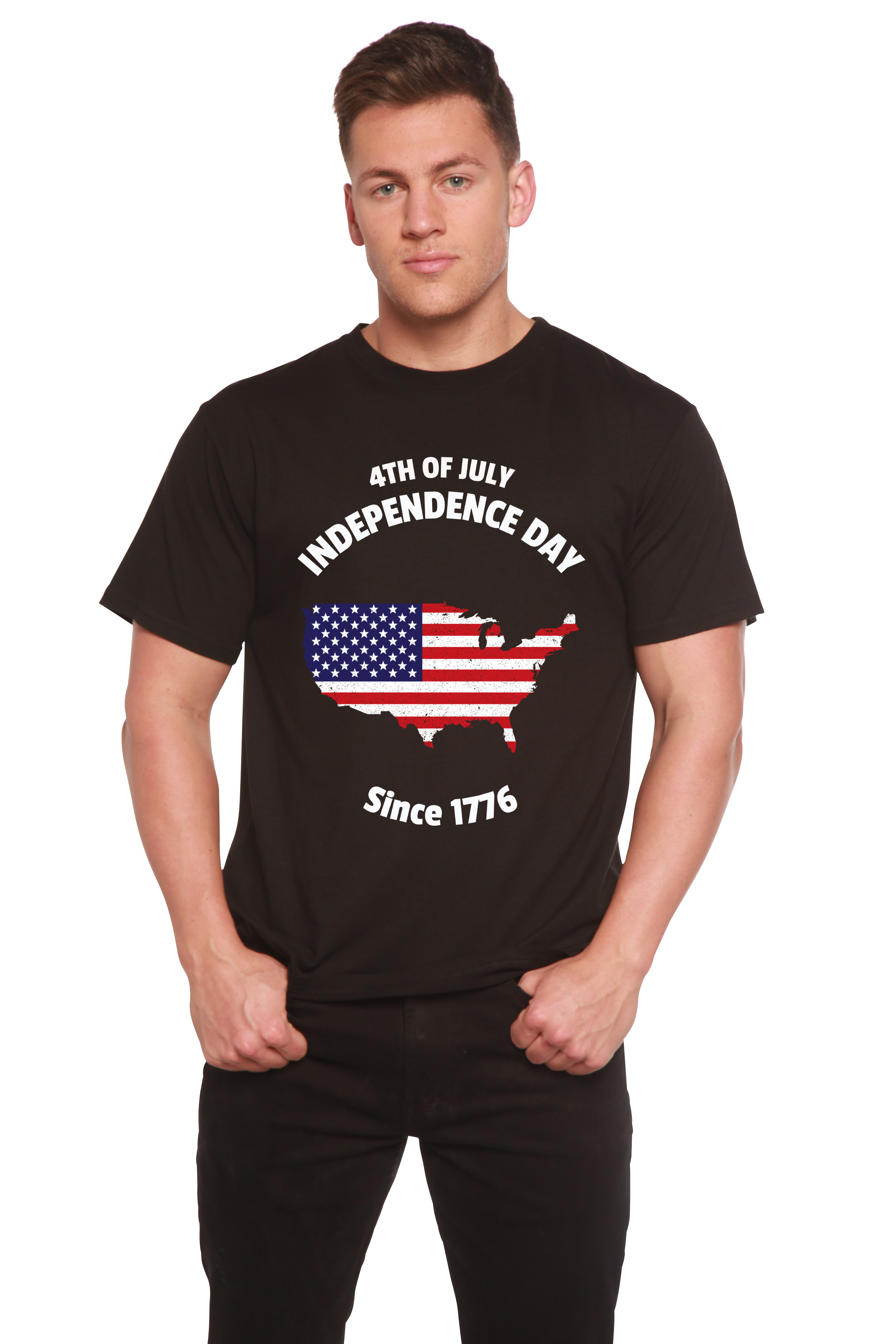T-shirt graphique à manches courtes en viscose de bambou et coton bio pour homme – Spécial 4 juillet