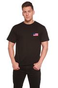 T-shirt graphique à manches courtes en viscose de bambou/coton biologique pour homme avec drapeau américain