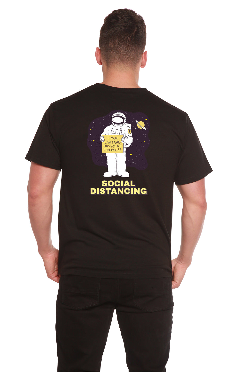 T-shirt imprimé à manches courtes en bambou pour homme – distanciation sociale