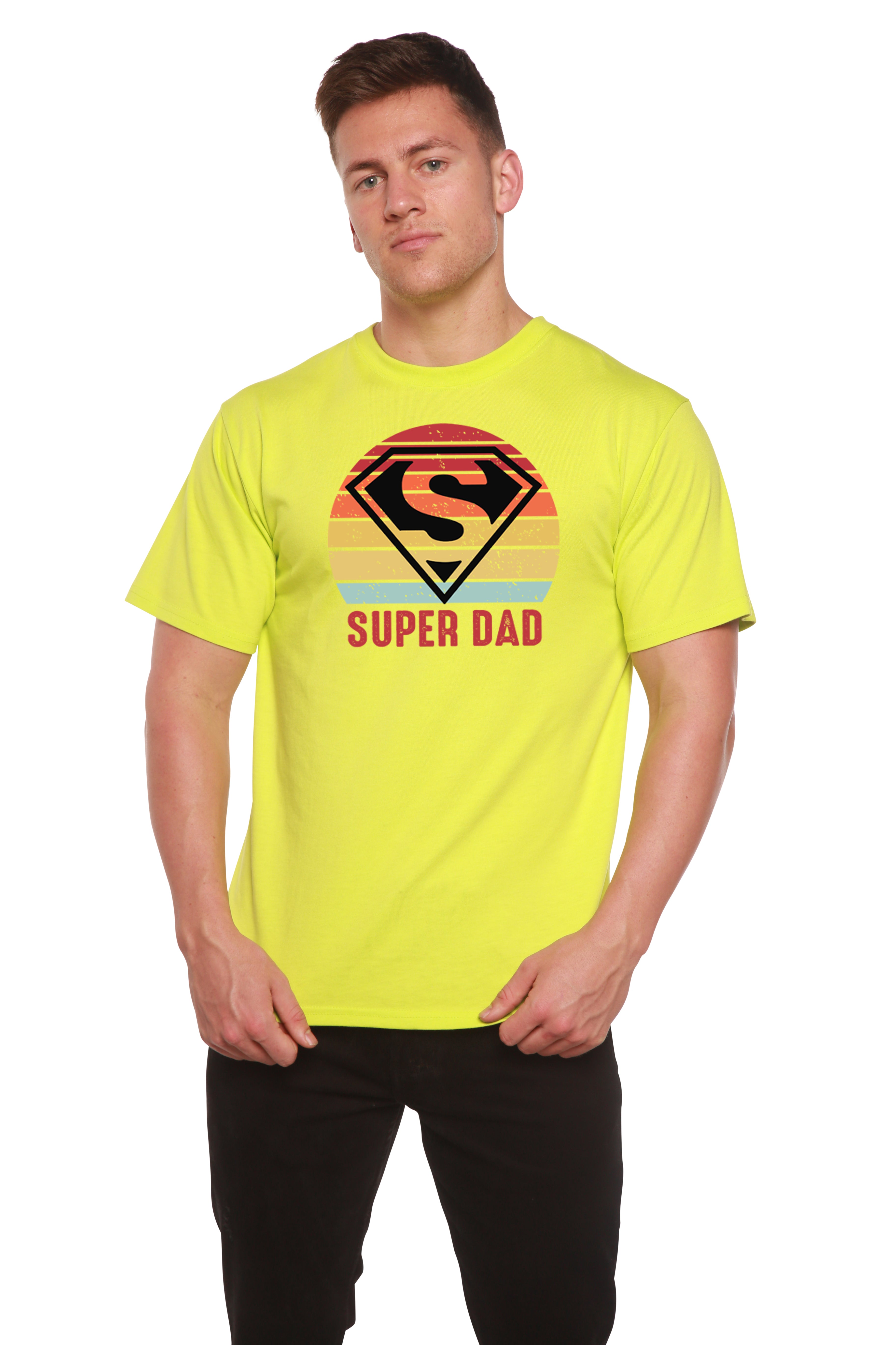 T-shirt à manches courtes en viscose de bambou et coton biologique avec motif pour homme "Super Papa"