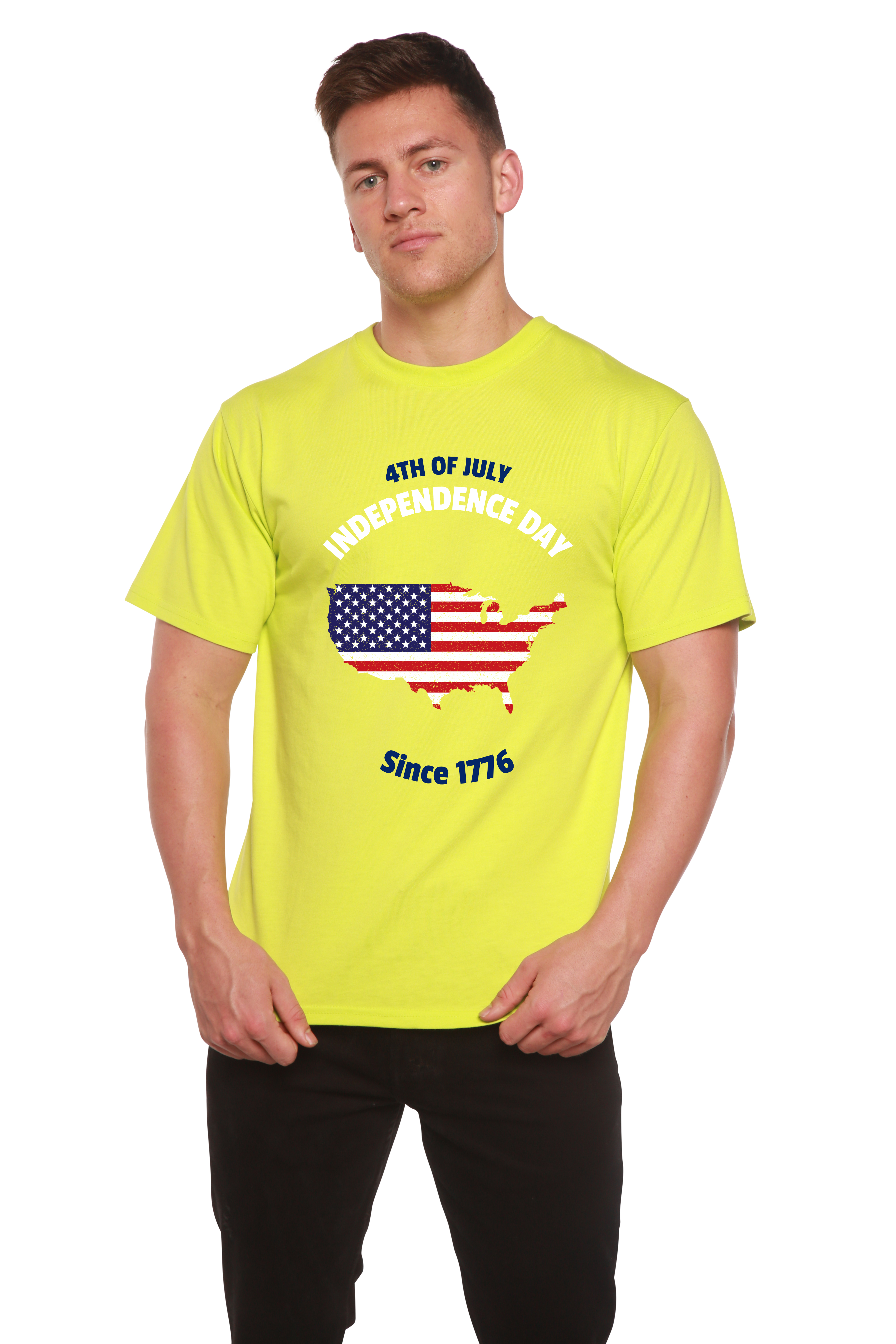 T-shirt graphique à manches courtes en viscose de bambou et coton bio pour homme – Spécial 4 juillet