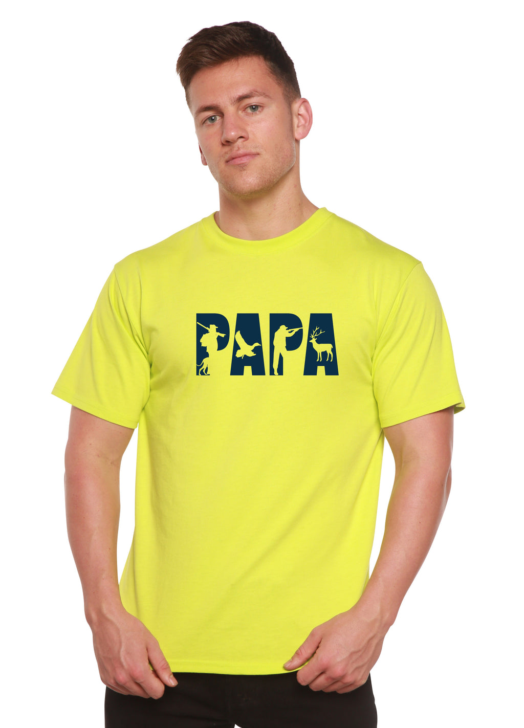 T-shirt graphique à manches courtes en bambou viscose/coton biologique pour homme PAPA