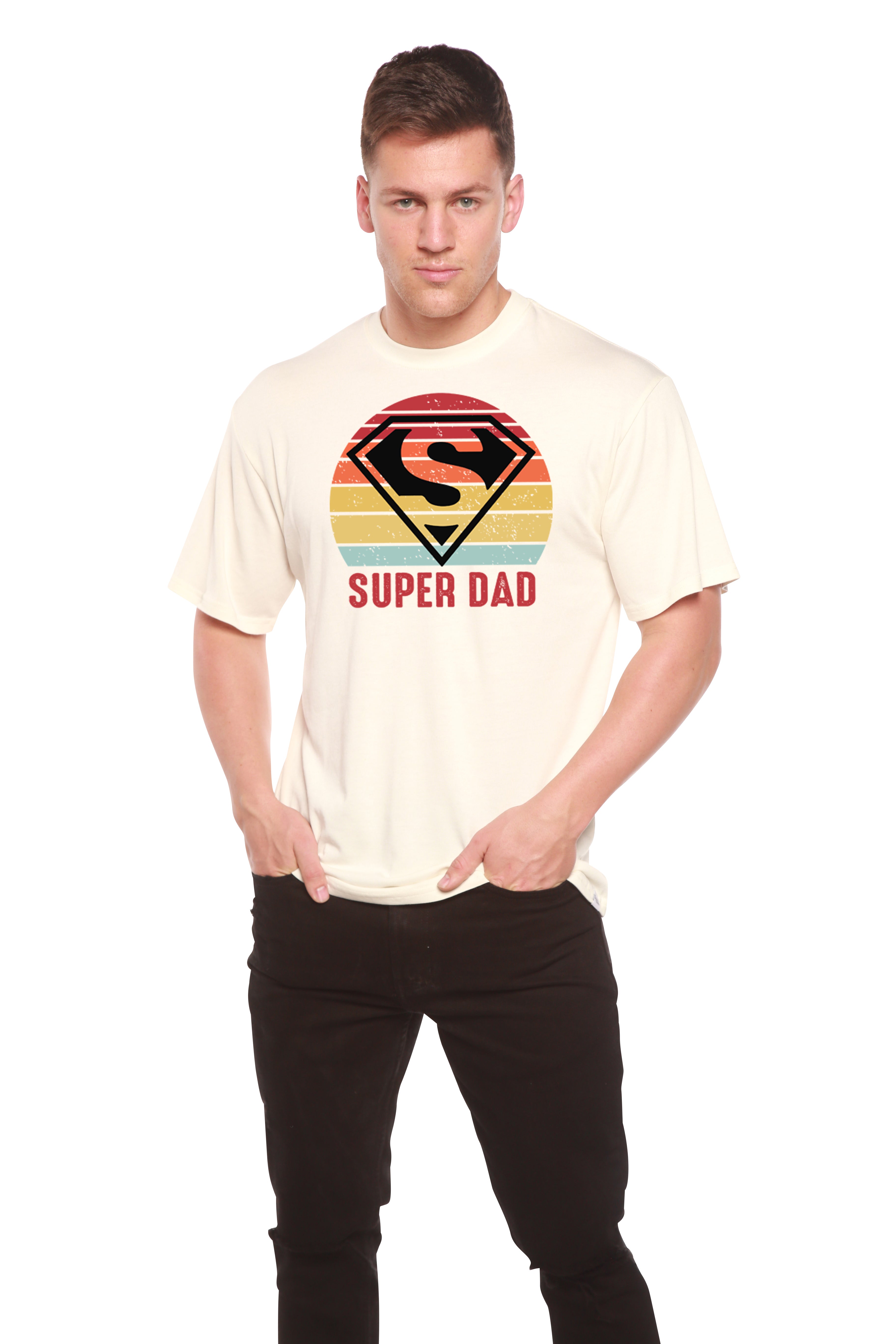 T-shirt à manches courtes en viscose de bambou et coton biologique avec motif pour homme "Super Papa"