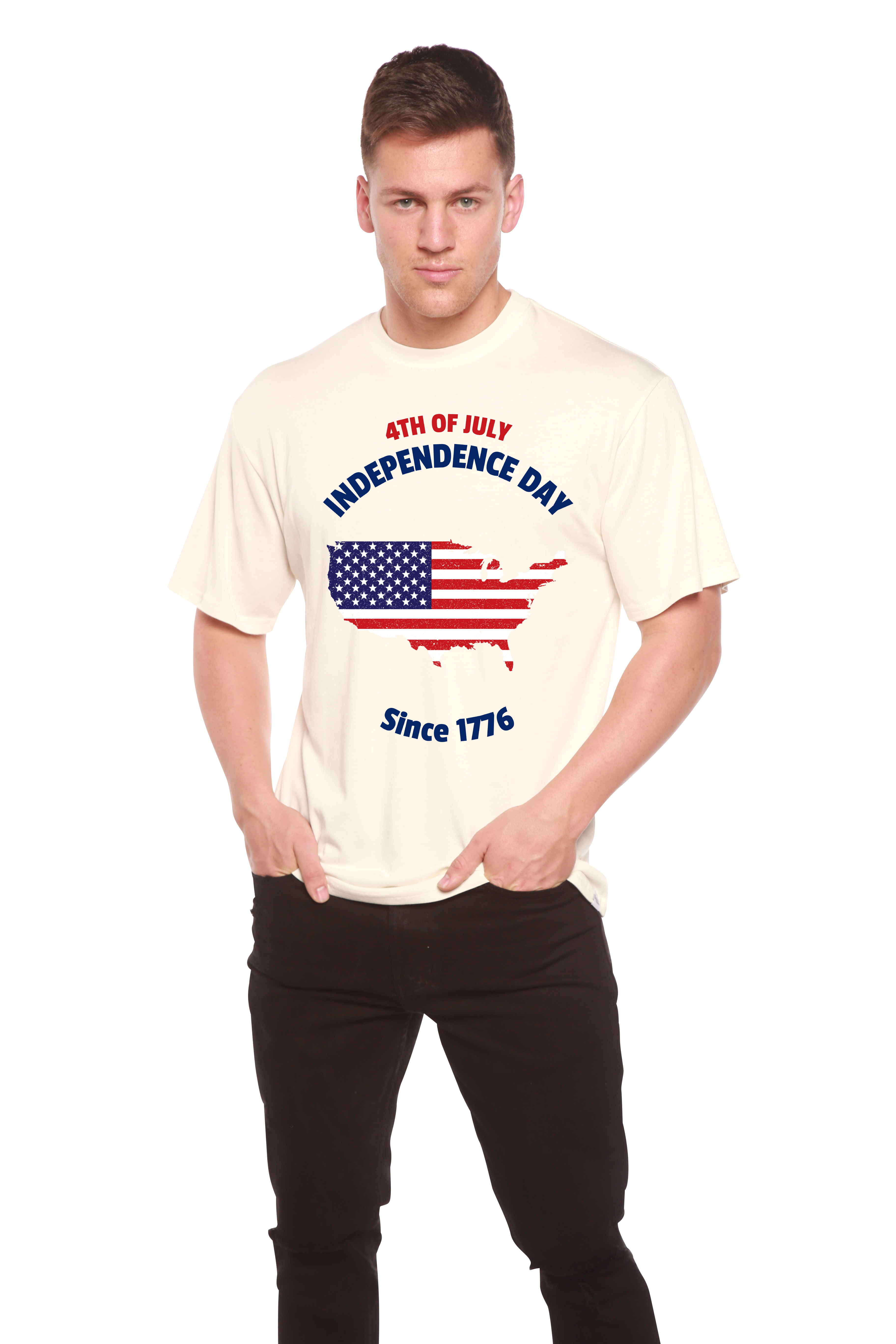 T-shirt graphique à manches courtes en viscose de bambou et coton bio pour homme – Spécial 4 juillet