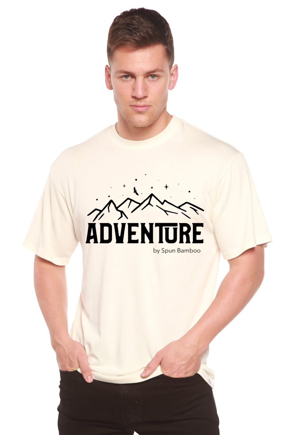 T-shirt à manches courtes pour homme Adventure en viscose de bambou/coton biologique imprimé