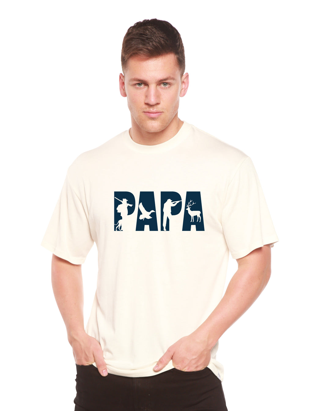 T-shirt graphique à manches courtes en bambou viscose/coton biologique pour homme PAPA