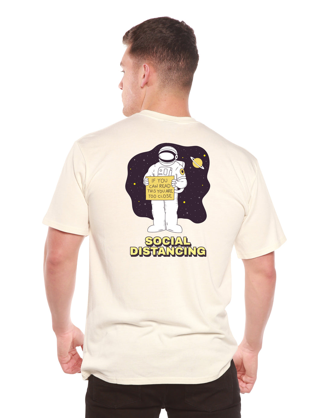 T-shirt imprimé à manches courtes en bambou pour homme – distanciation sociale
