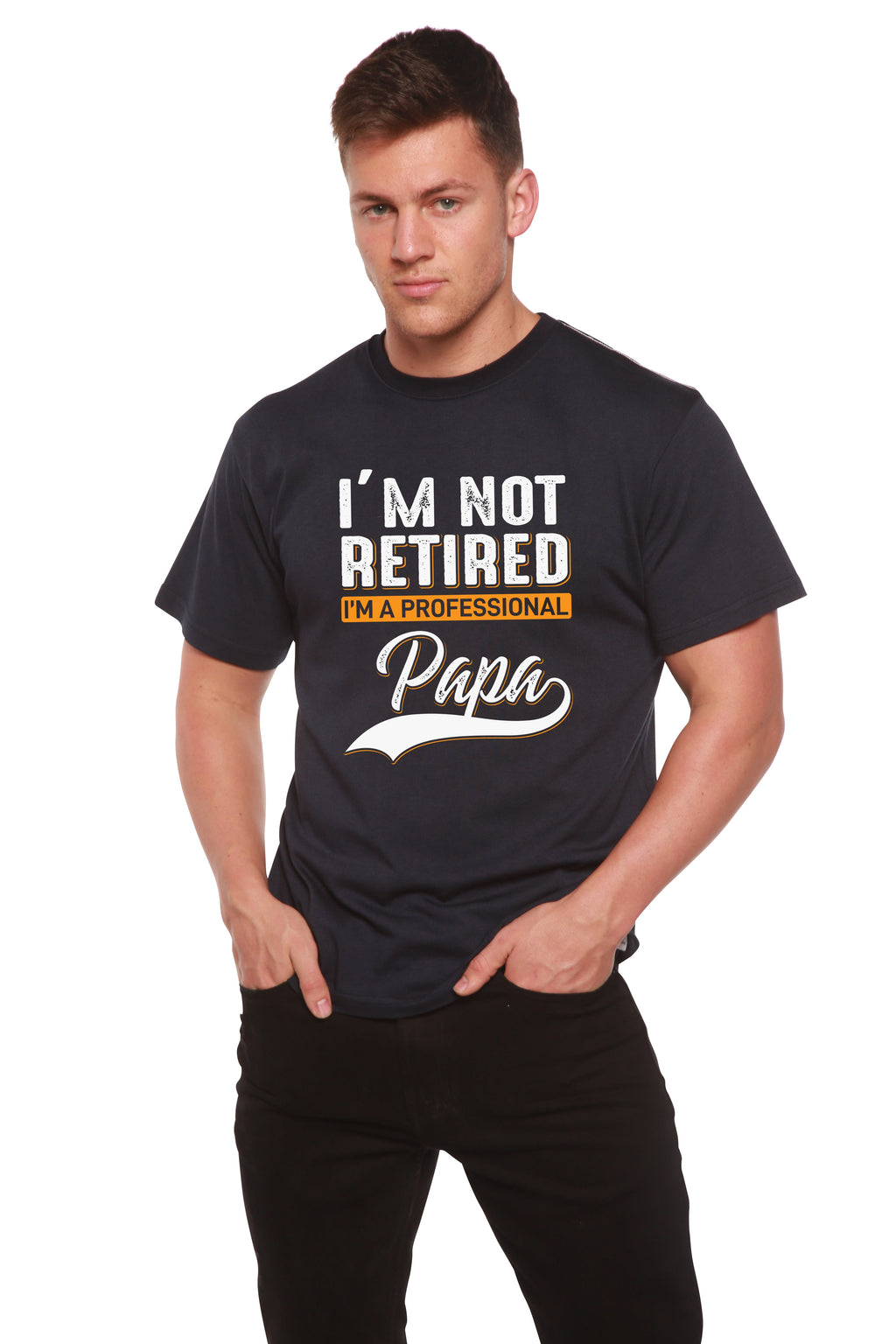 T-shirt à manches courtes en viscose de bambou/coton biologique à motif « I'm not Retired Men's »