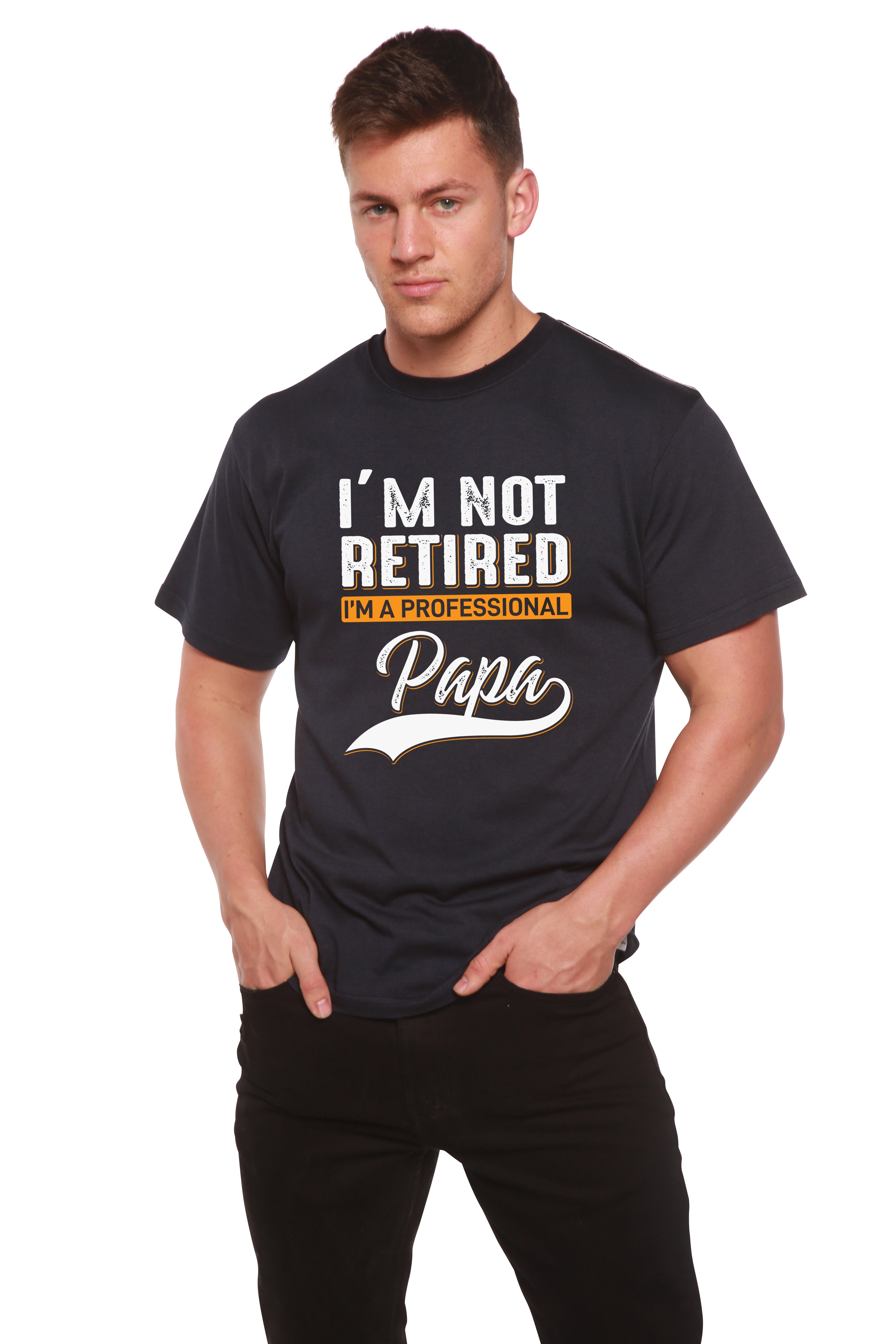 T-shirt à manches courtes en viscose de bambou/coton biologique à motif « I'm not Retired Men's »