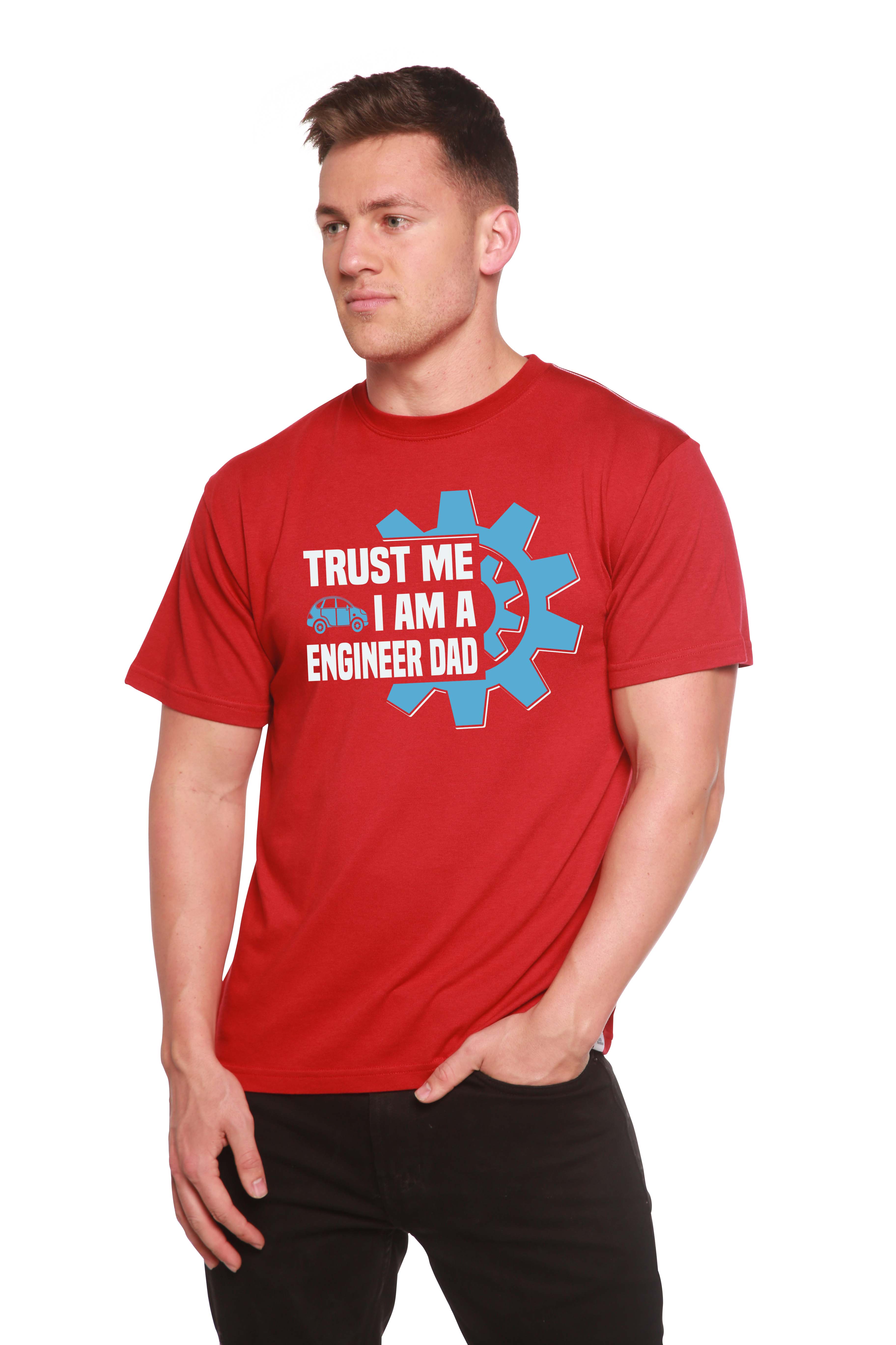 T-shirt graphique à manches courtes en viscose de bambou/coton biologique pour homme - « Croyez-moi, je suis ingénieur, papa »