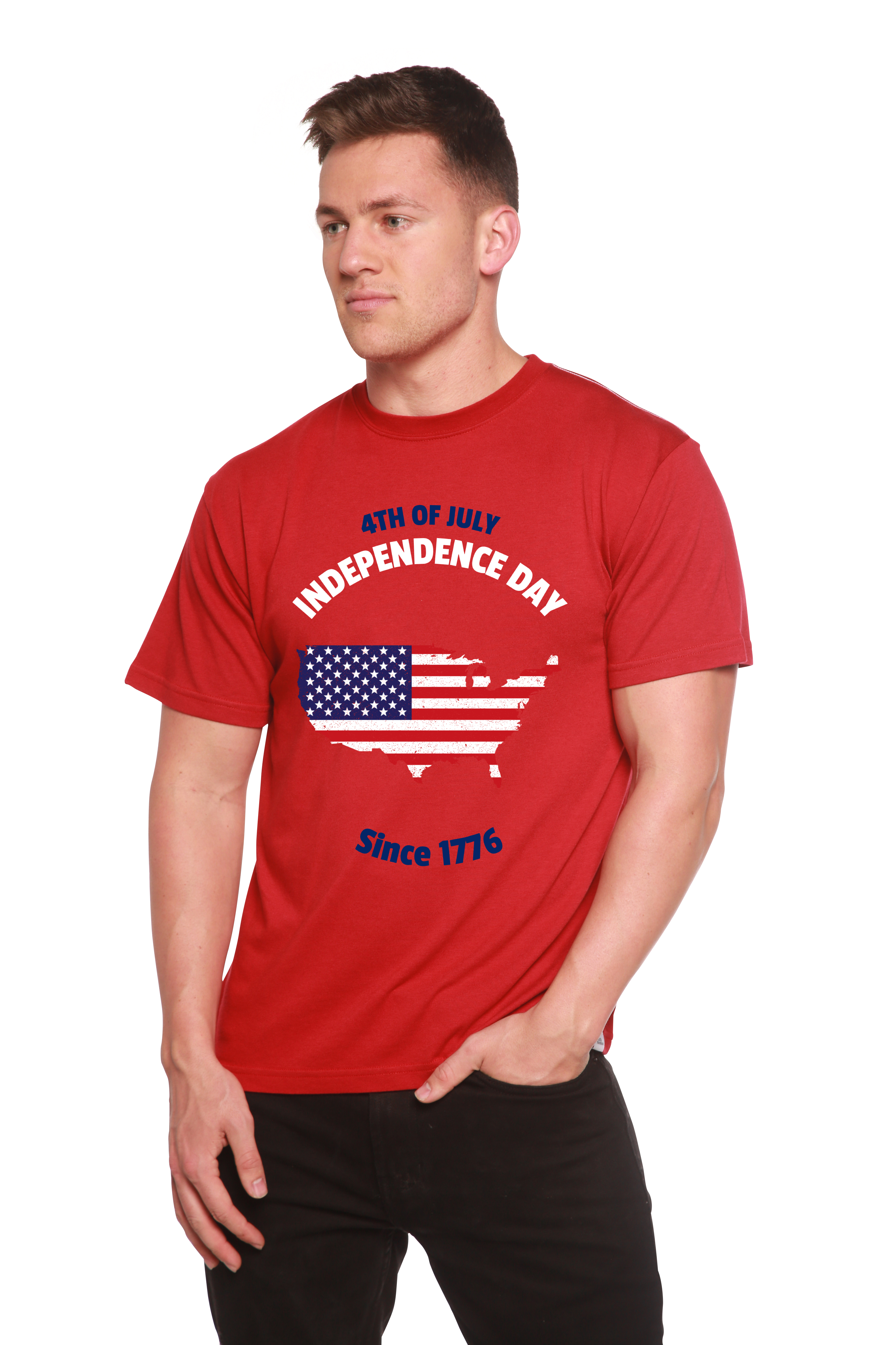 T-shirt graphique à manches courtes en viscose de bambou et coton bio pour homme – Spécial 4 juillet