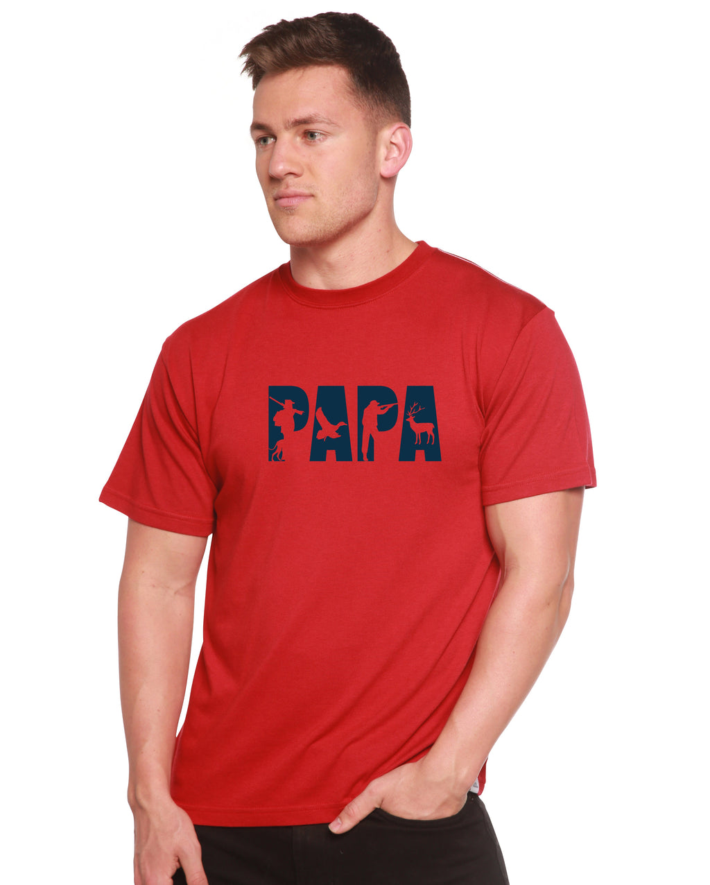 T-shirt graphique à manches courtes en bambou viscose/coton biologique pour homme PAPA