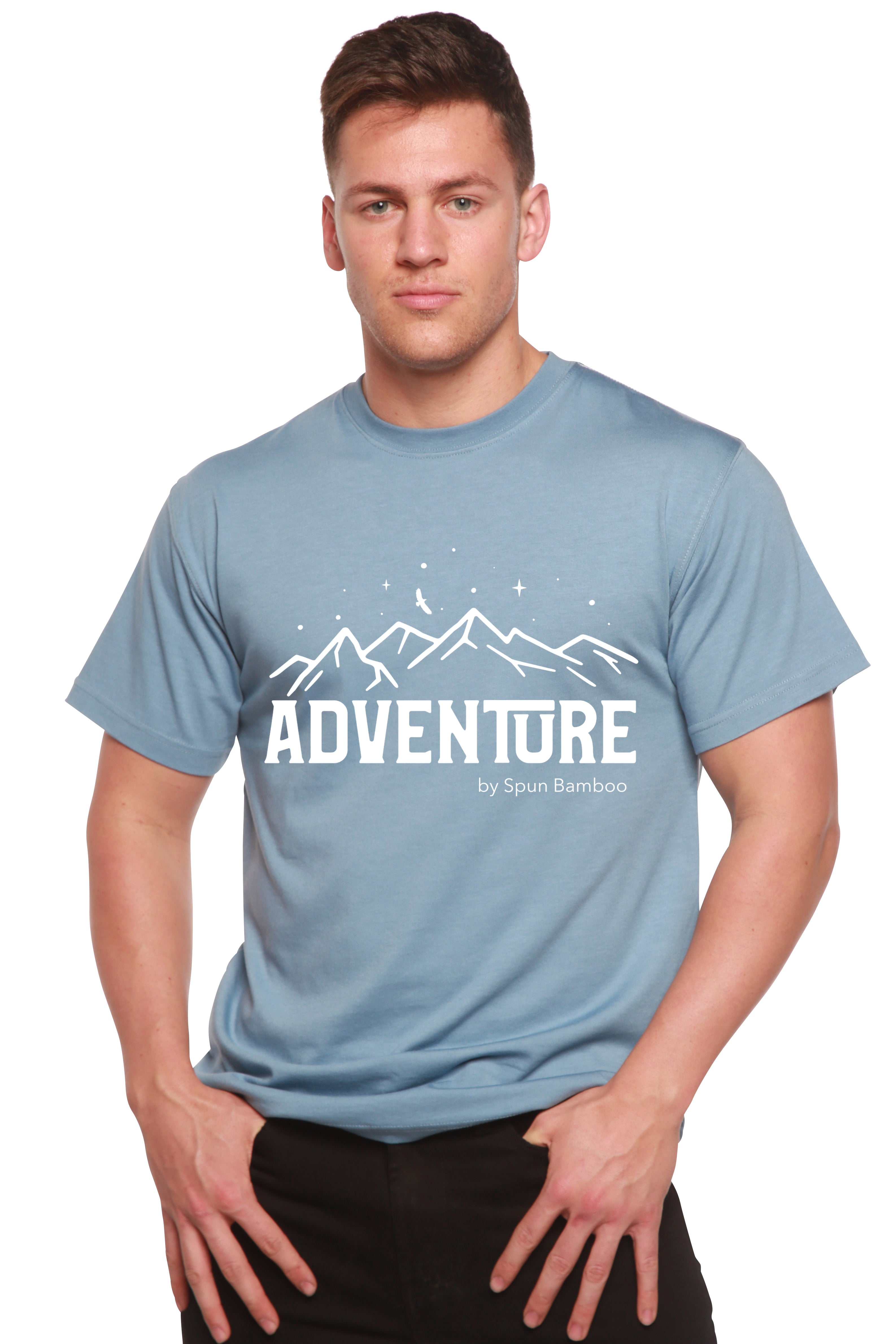 T-shirt à manches courtes pour homme Adventure en viscose de bambou/coton biologique imprimé