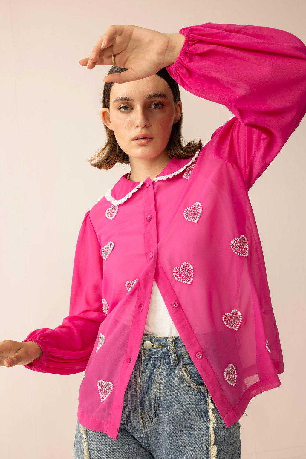 Chemise perlée Lovestone County en rose sauvage