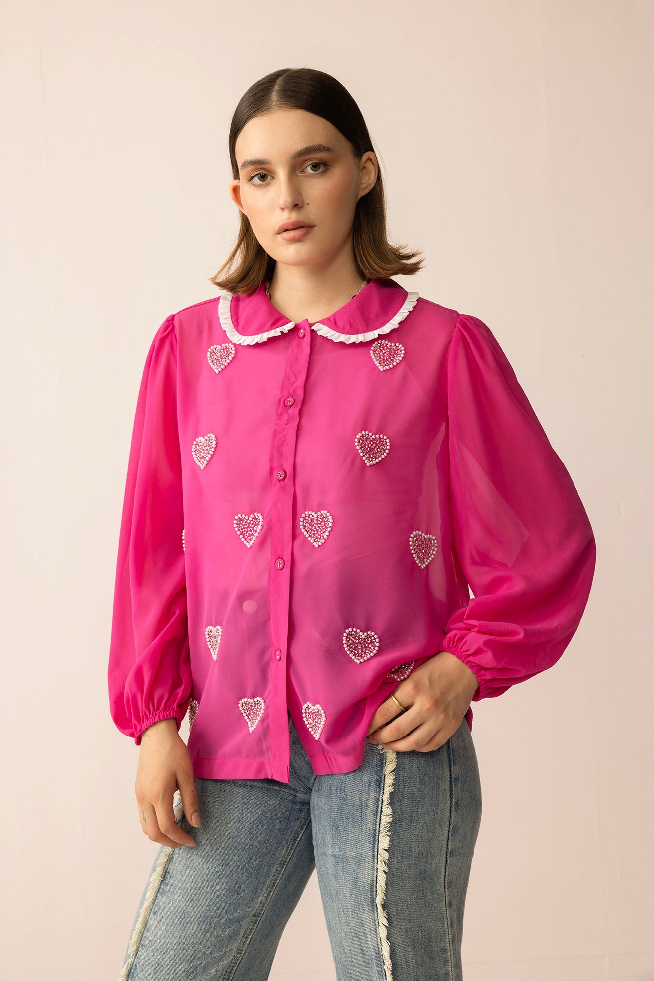Chemise perlée Lovestone County en rose sauvage