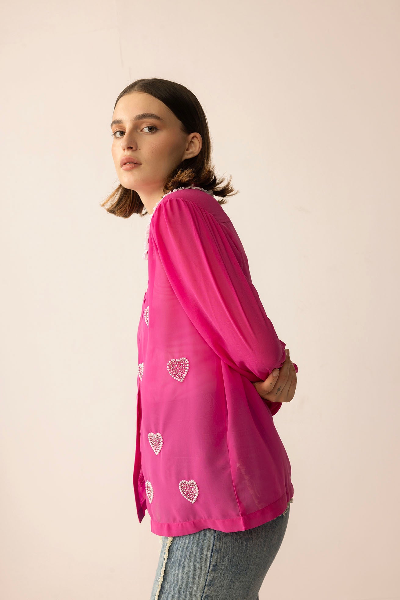Chemise perlée Lovestone County en rose sauvage