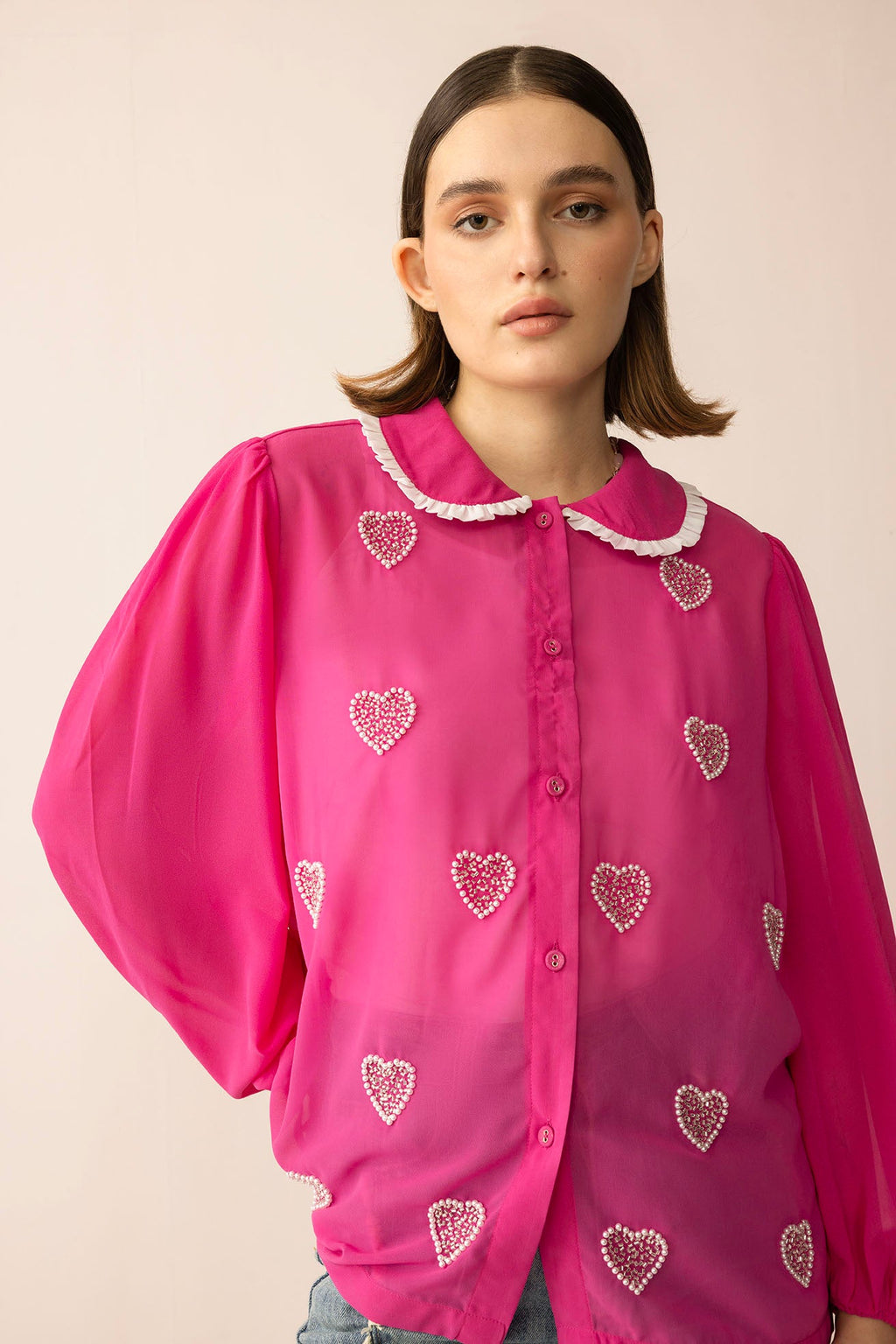 Chemise perlée Lovestone County en rose sauvage