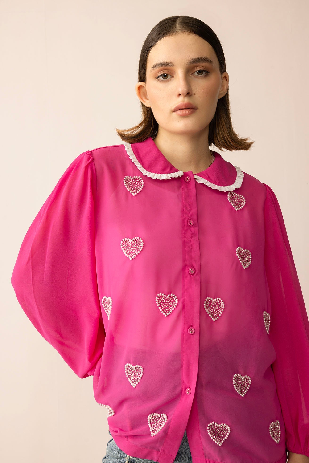 Chemise perlée Lovestone County en rose sauvage