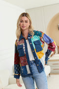 La veste en jean patchwork sauvage de Loretta en denim peint