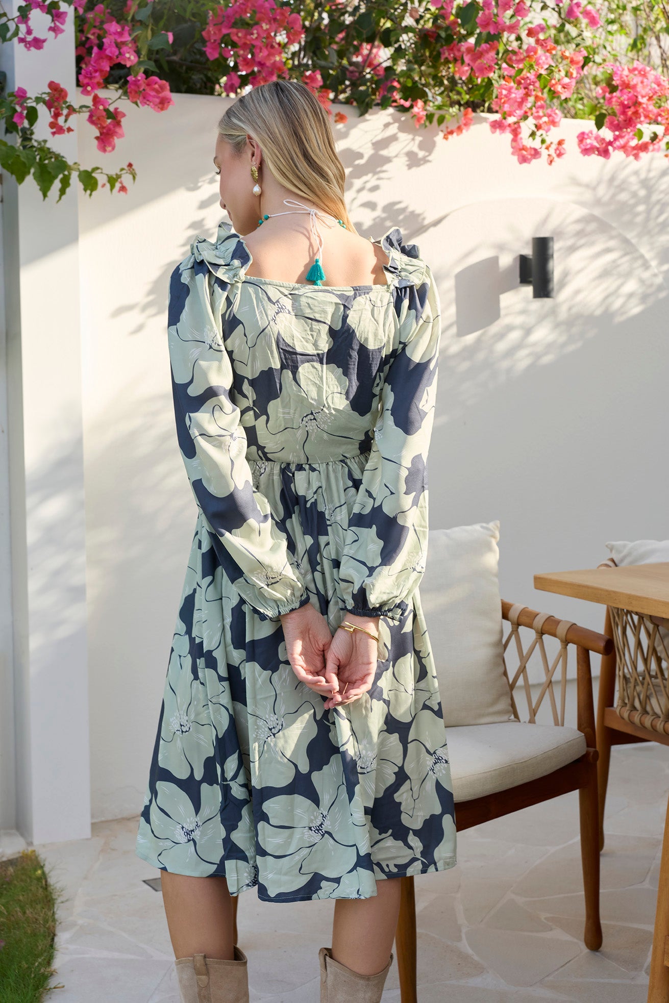 Robe Smockée à Volants Wildmint en Beige et Crème Clair