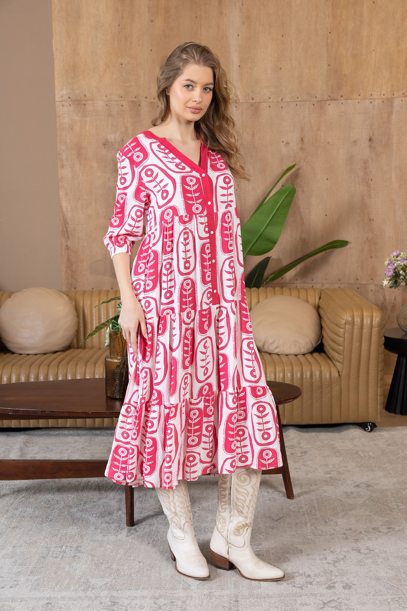 La robe longue Herbarium Rose ivoire