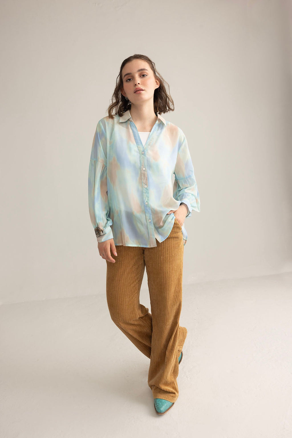 Chemise imprimée Elysia, coloris blanc lunaire