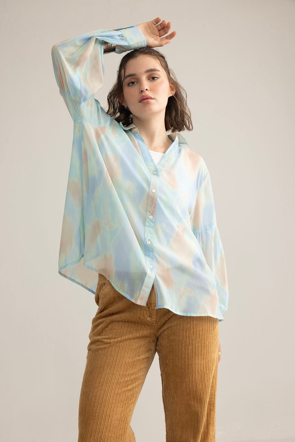 Chemise imprimée Elysia, coloris blanc lunaire