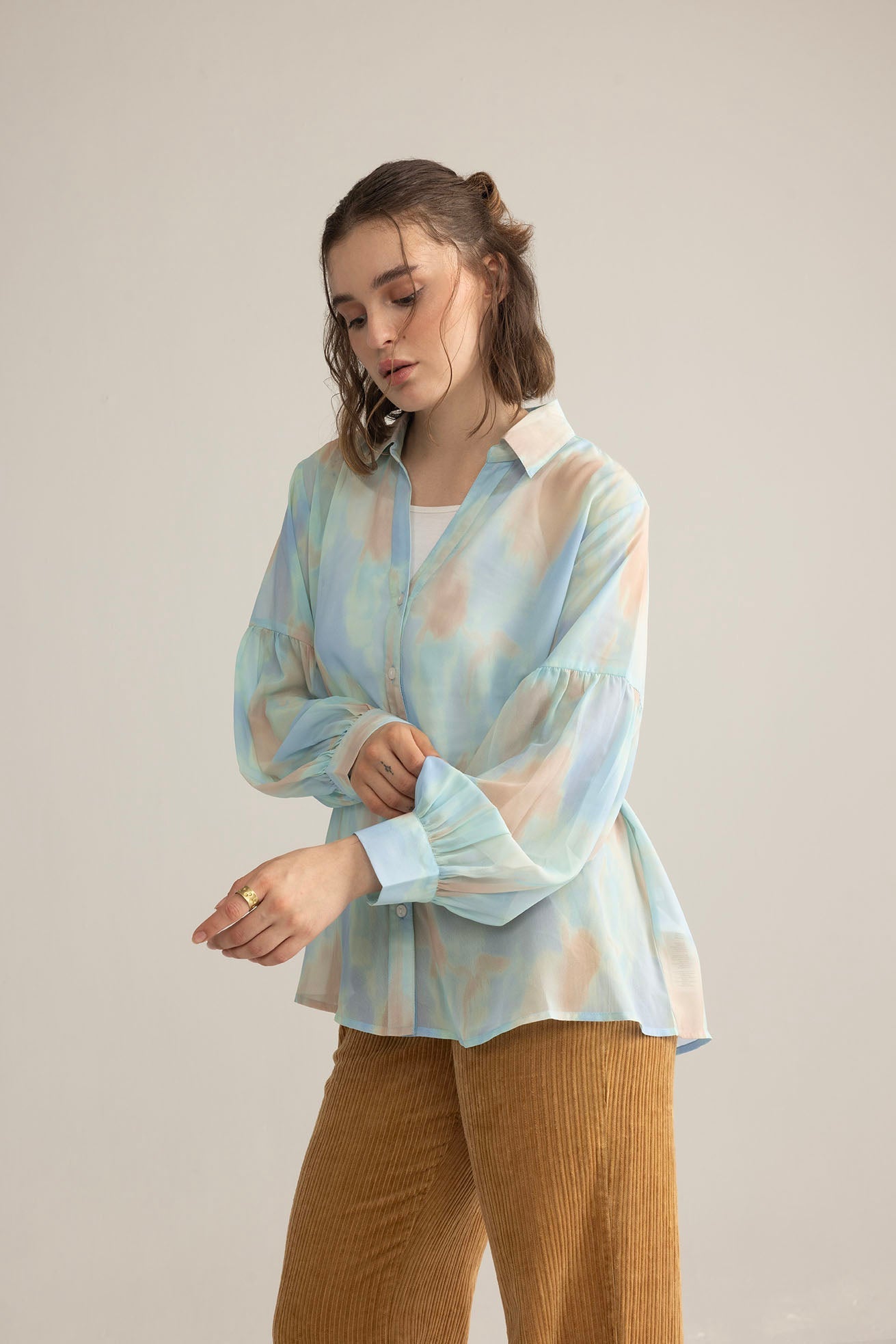 Chemise imprimée Elysia, coloris blanc lunaire
