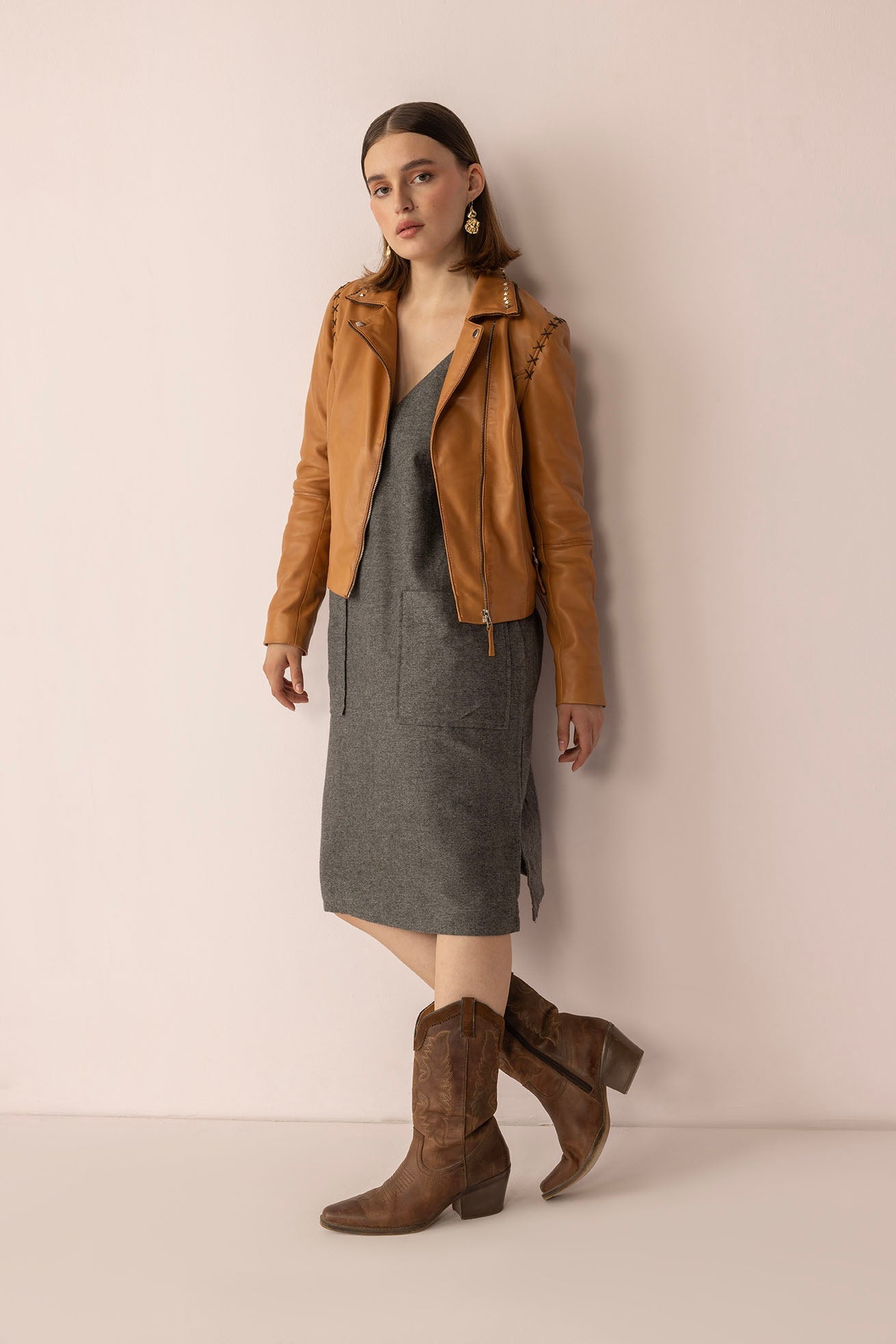 Blouson en cuir Saddle Soul coloris Caramel Désert