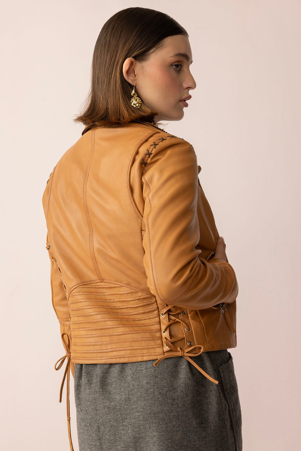 Blouson en cuir Saddle Soul coloris Caramel Désert