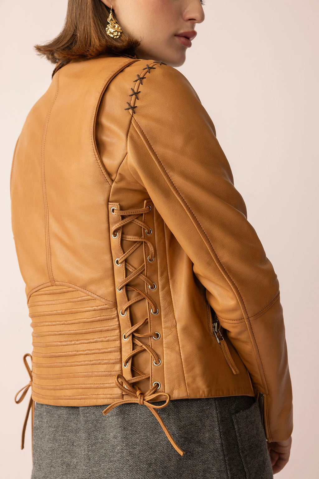 Blouson en cuir Saddle Soul coloris Caramel Désert