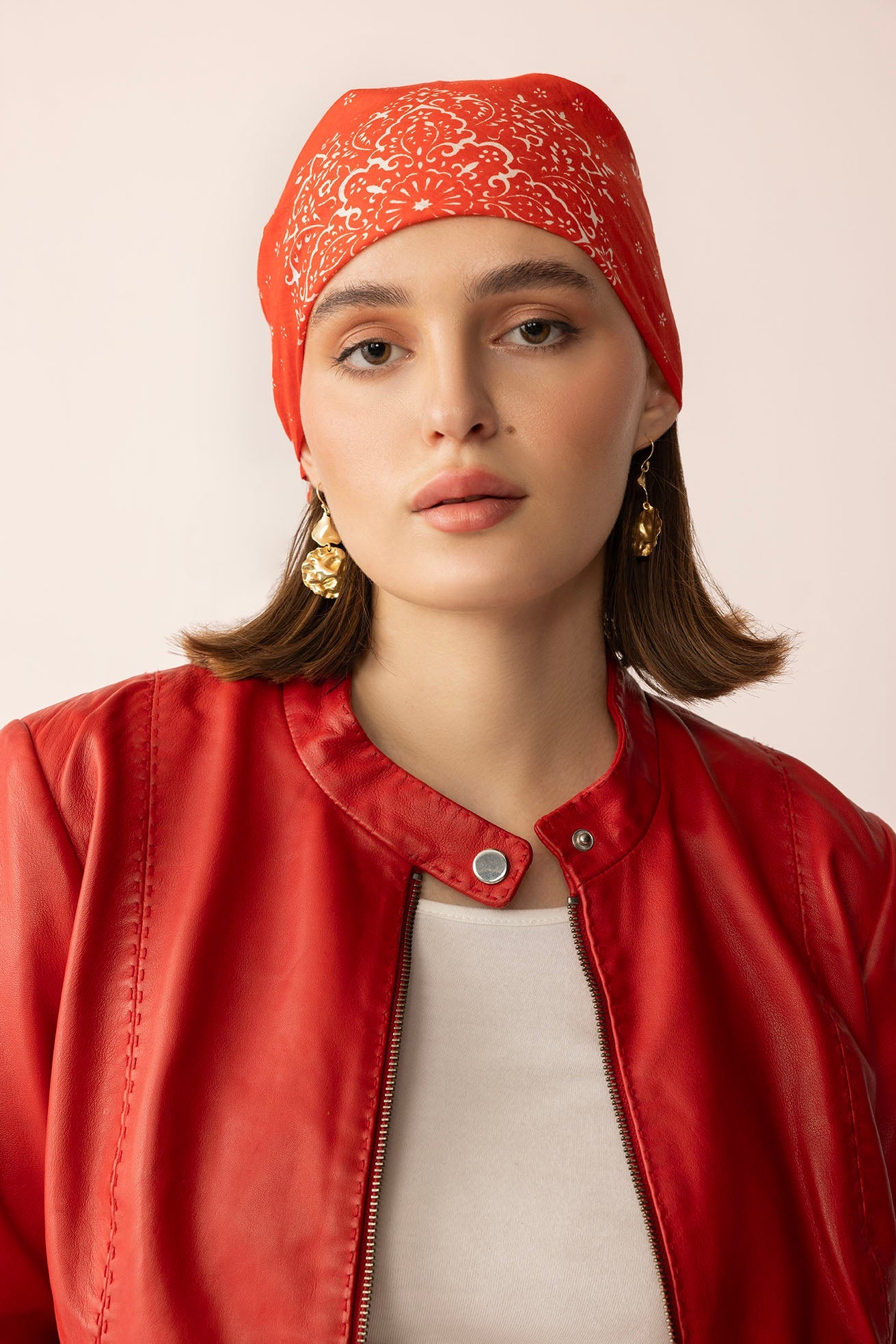 Veste en cuir Fireline Femme, coloris Rouge Braise