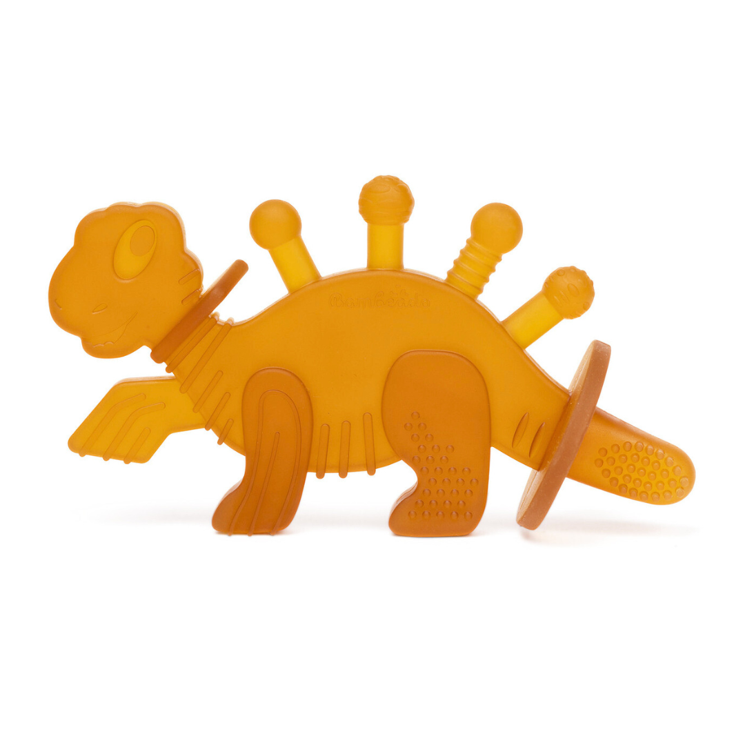 Dibly Amber - Anneau de dentition dinosaure en ambre de la Baltique et caoutchouc naturel avec queue brosse à dents