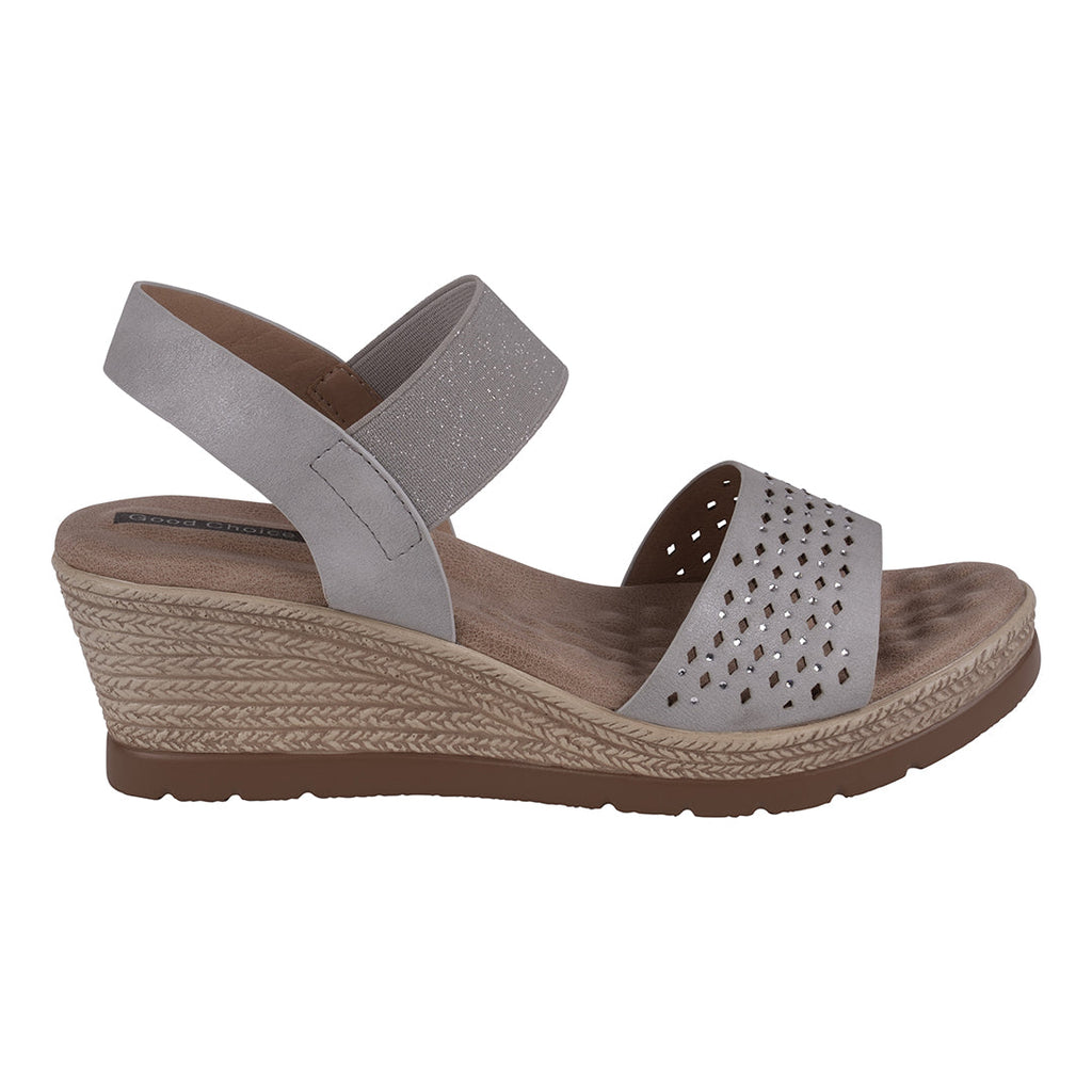 Sandales compensées Bane Silver avec élastique double bande orné