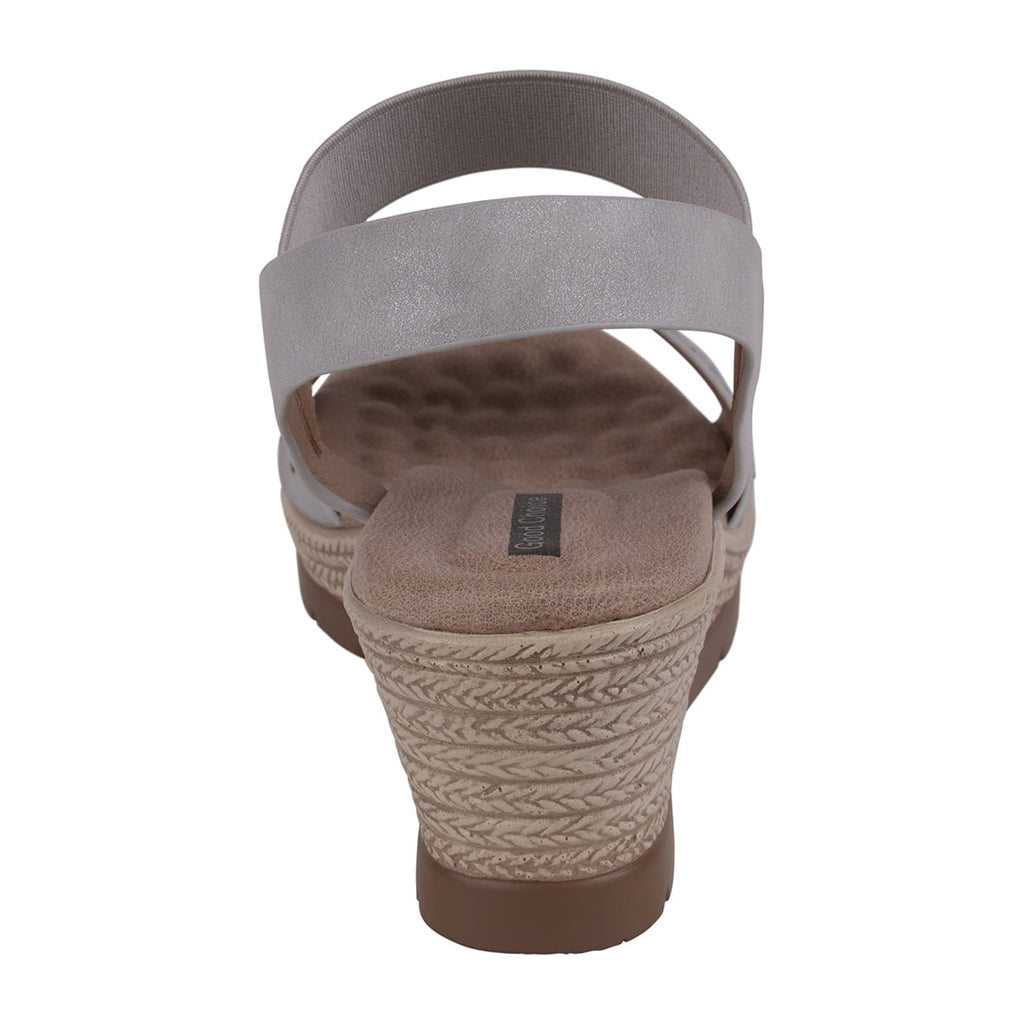 Sandales compensées Bane Silver avec élastique double bande orné