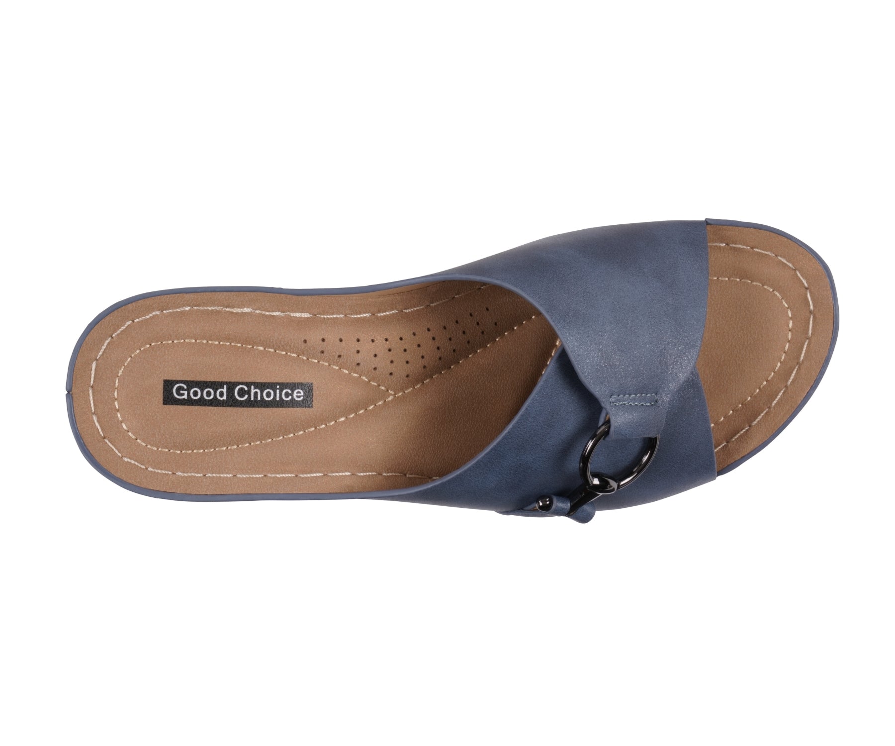 Sandales compensées bleu marine pour femme
