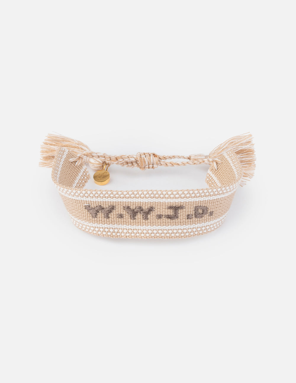Bracelet brodé WWJD beige