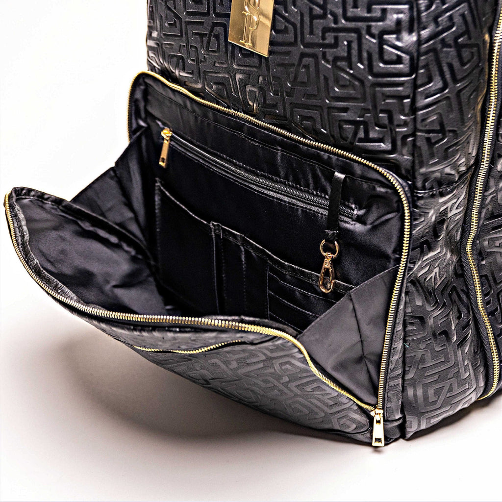 Sac bandoulière de ville en cuir monogrammé noir