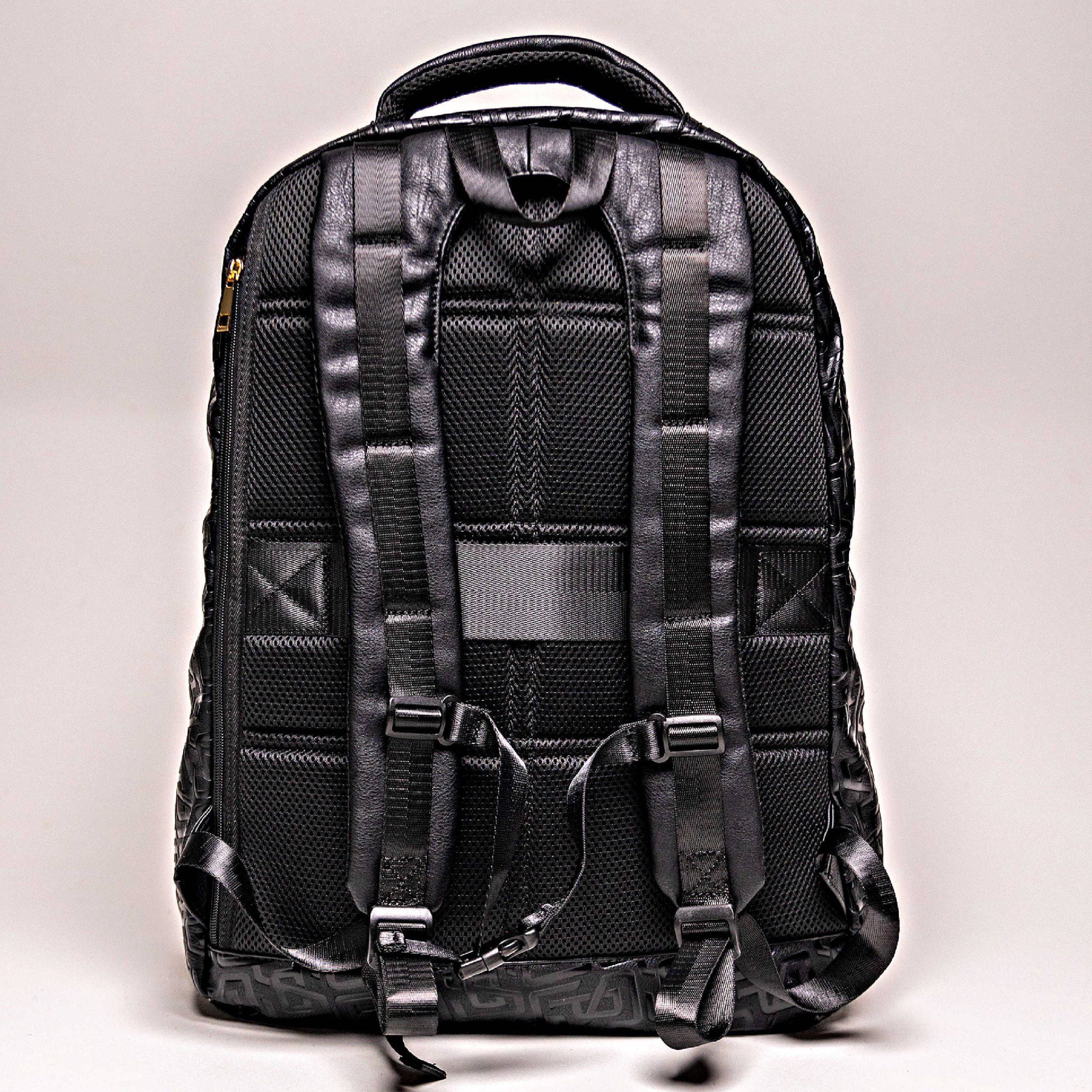 Sac bandoulière de ville en cuir monogrammé noir
