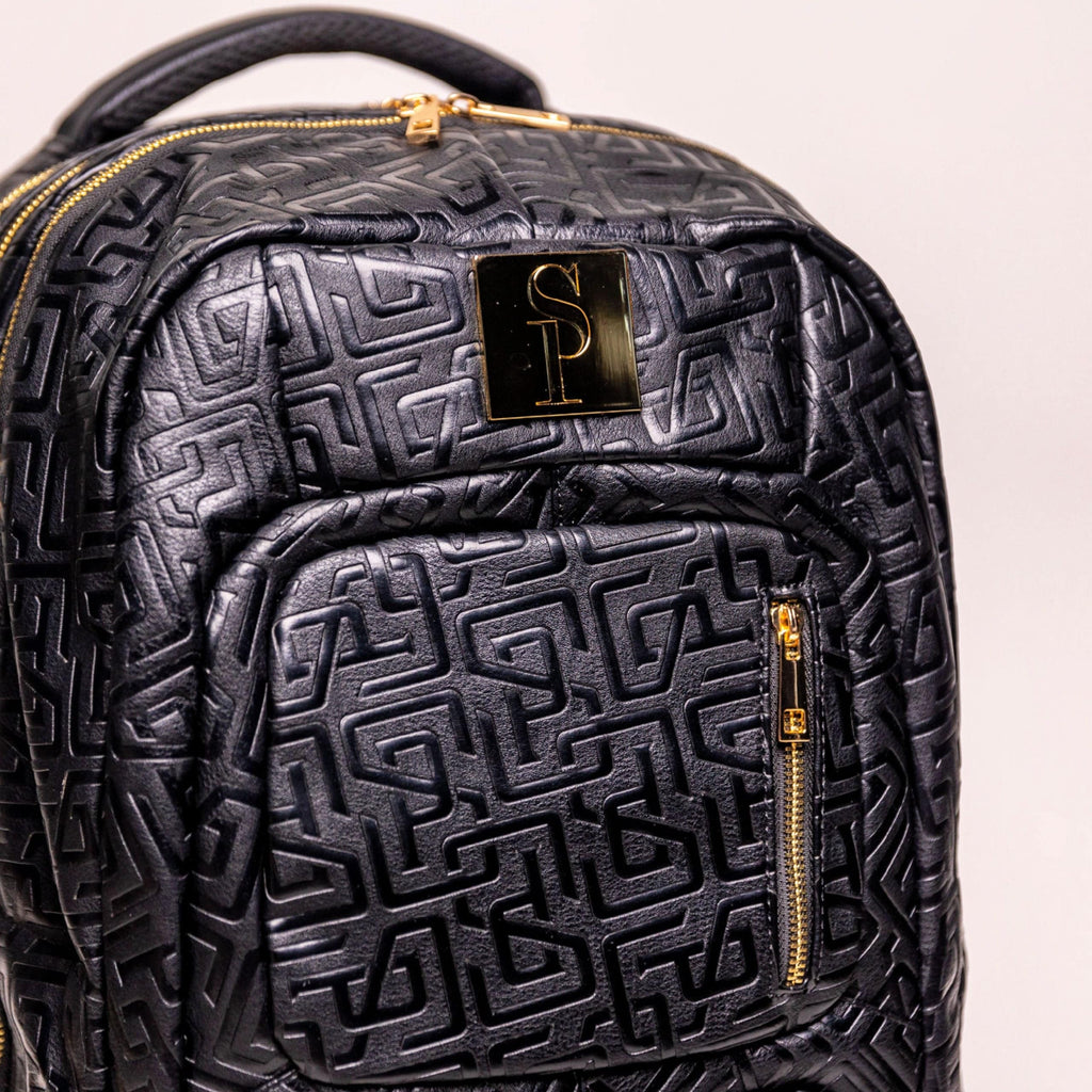Sac de voyage à roulettes en cuir noir monogrammé (édition limitée à 150 exemplaires)