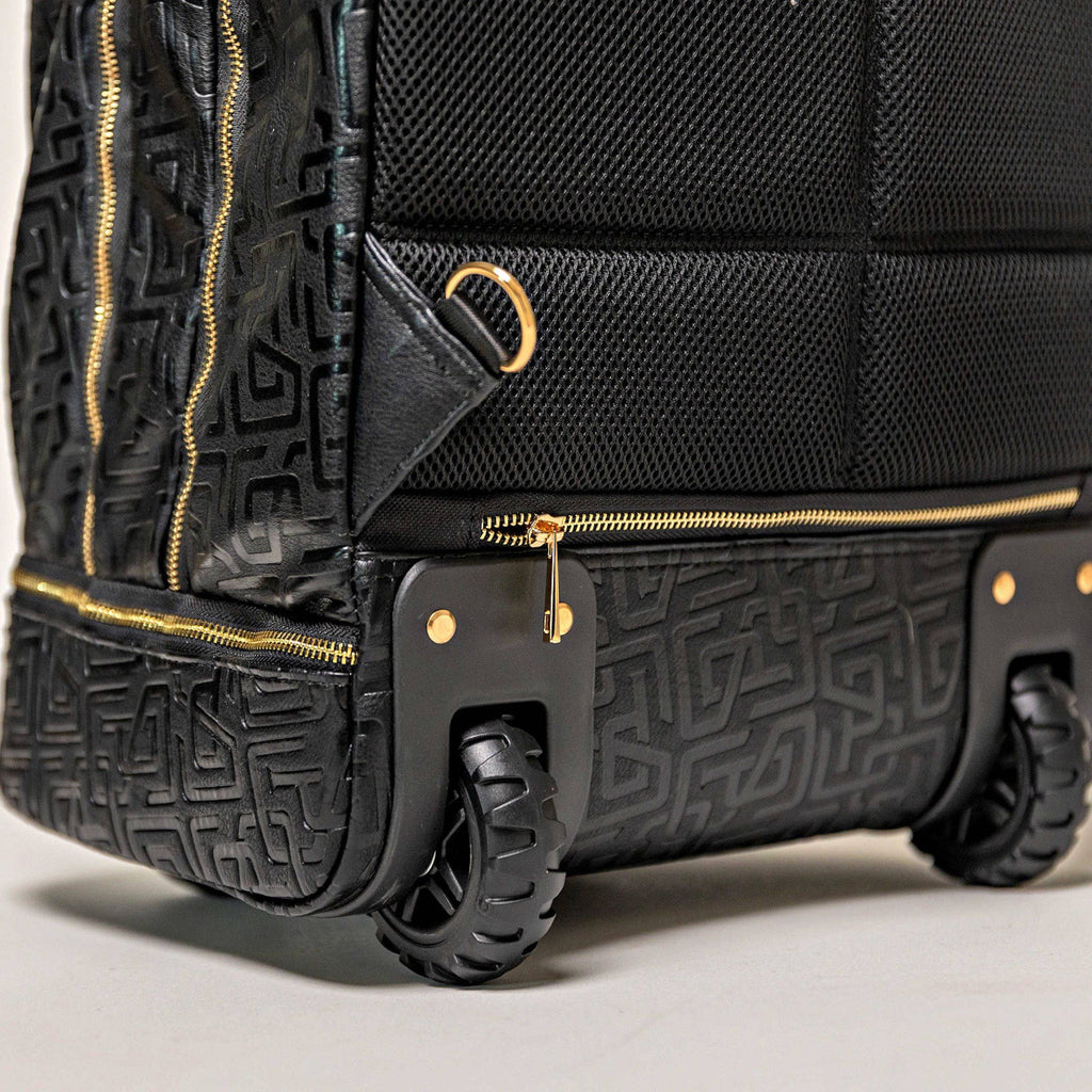 Sac de voyage à roulettes en cuir noir monogrammé (édition limitée à 150 exemplaires)