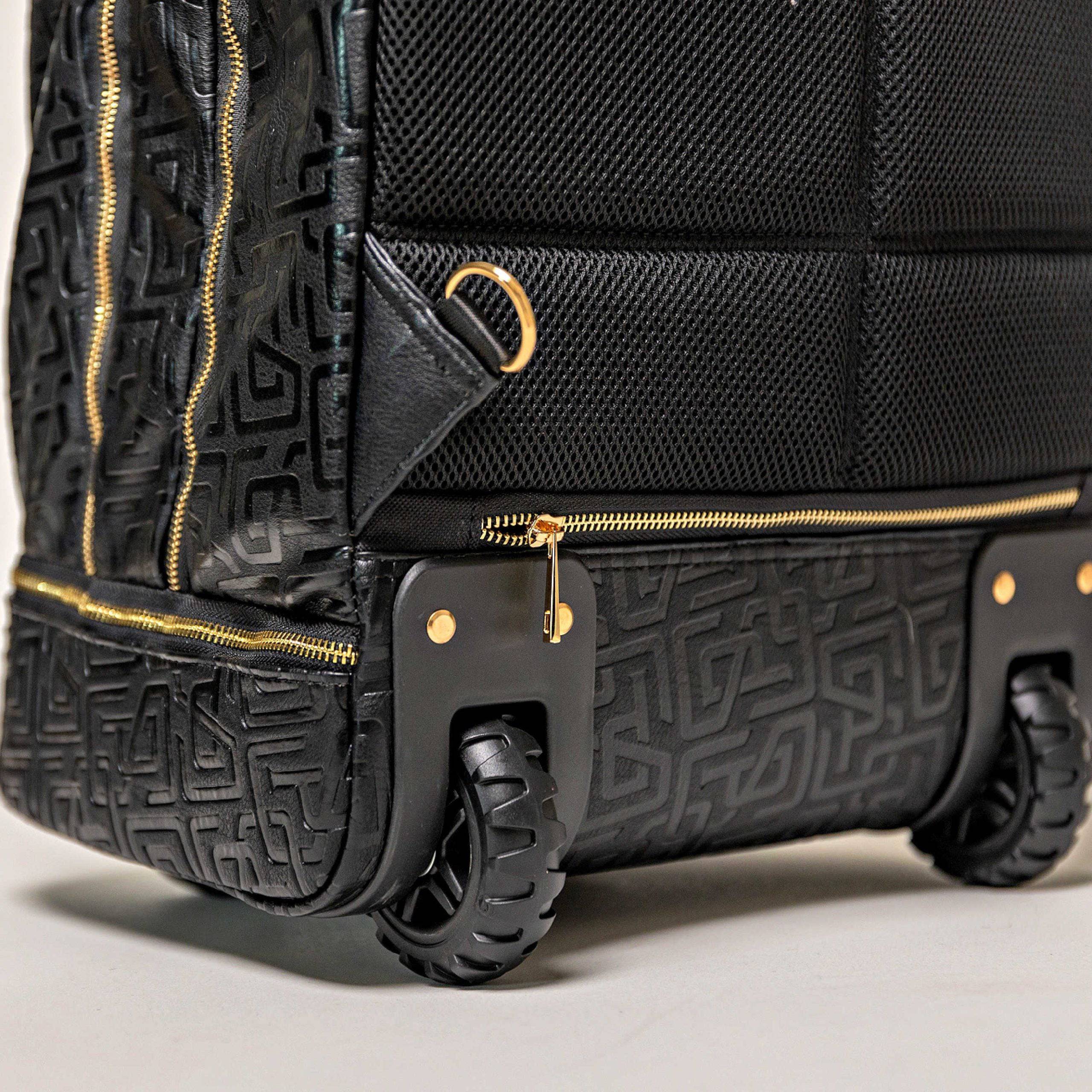 Sac de voyage à roulettes en cuir noir monogrammé (édition limitée à 150 exemplaires)