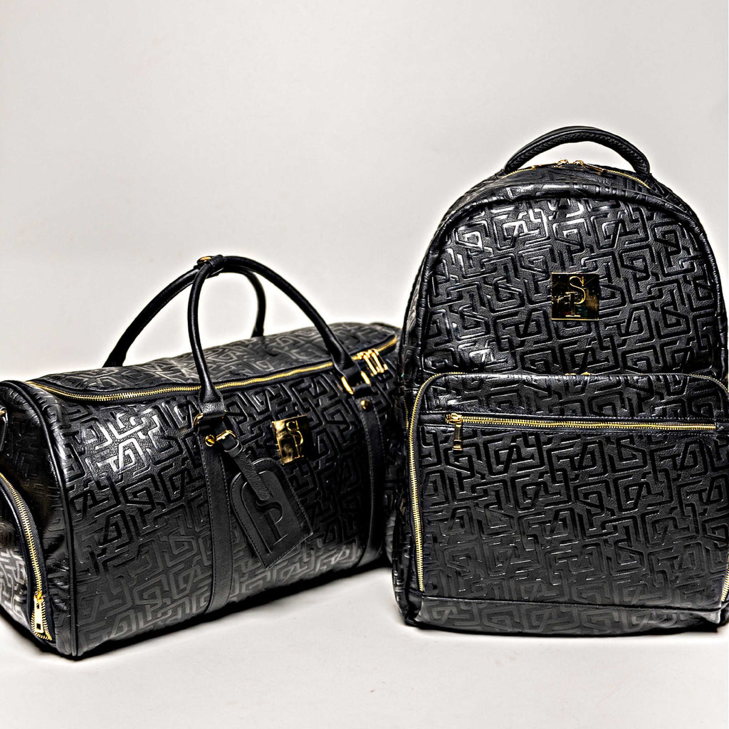 Ensemble de 2 sacs en cuir monogrammé (sac de voyage et sac de sport)