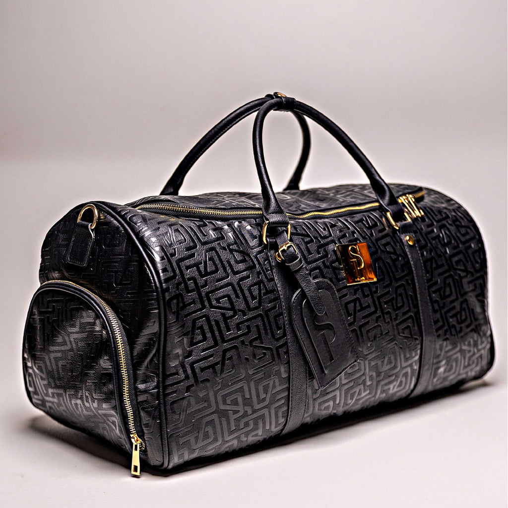 Ensemble de 2 sacs en cuir monogrammé (sac de voyage et sac de sport)