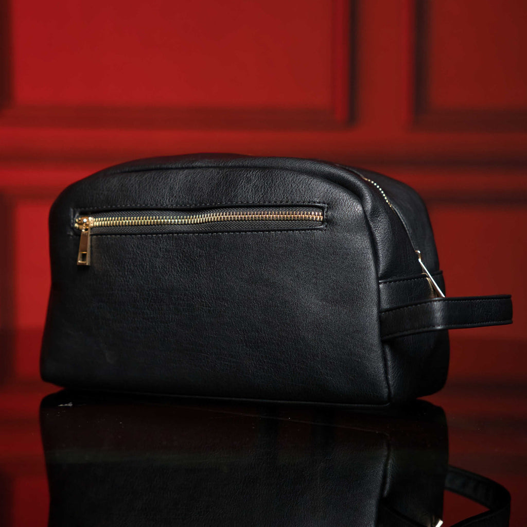 Trousse de Toilette en Cuir Noir