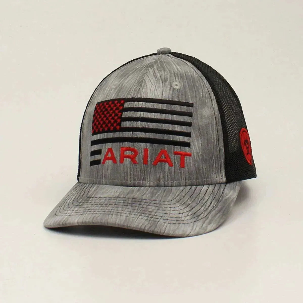 Casquette de camionneur ARIAT Flag Shield Logo (Gris chiné/Noir)